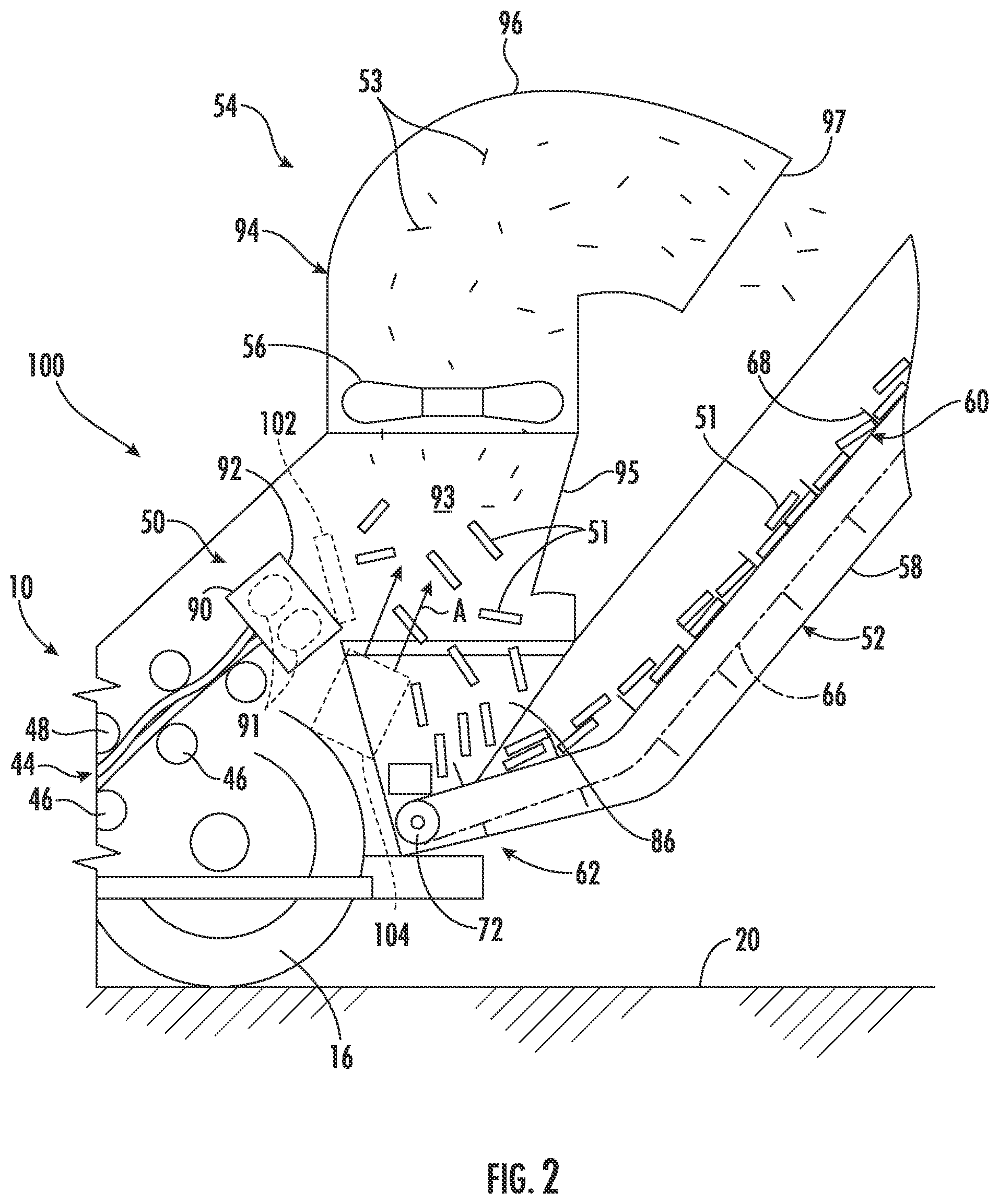 Patent US12342757 Figure 2 – Flow splitter for removing waste from an agricultural harvester and agricultural harvester