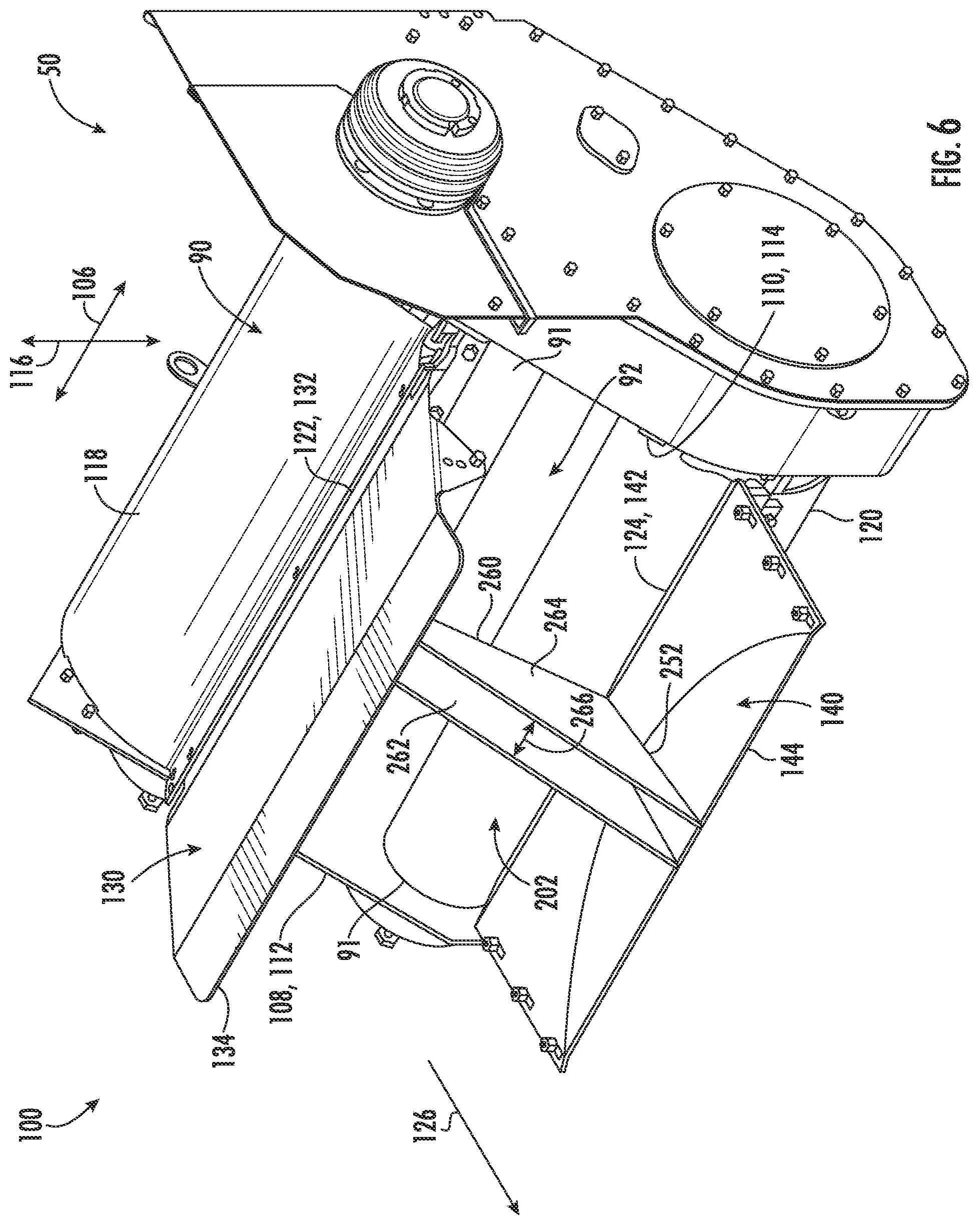 Patent US12342757 Figure 6 – Flow splitter for removing waste from an agricultural harvester and agricultural harvester