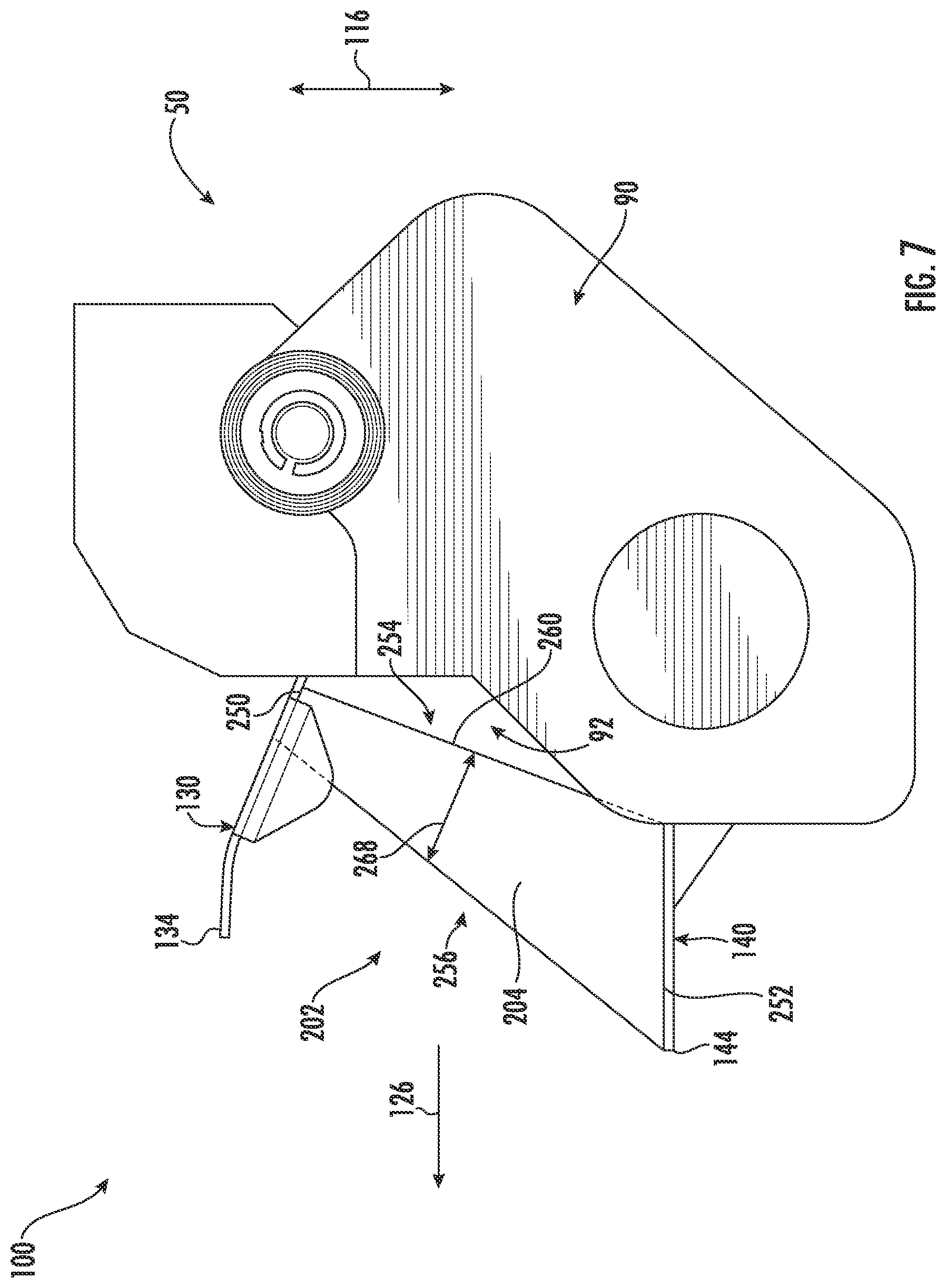 Patent US12342757 Figure 7 – Flow splitter for removing waste from an agricultural harvester and agricultural harvester