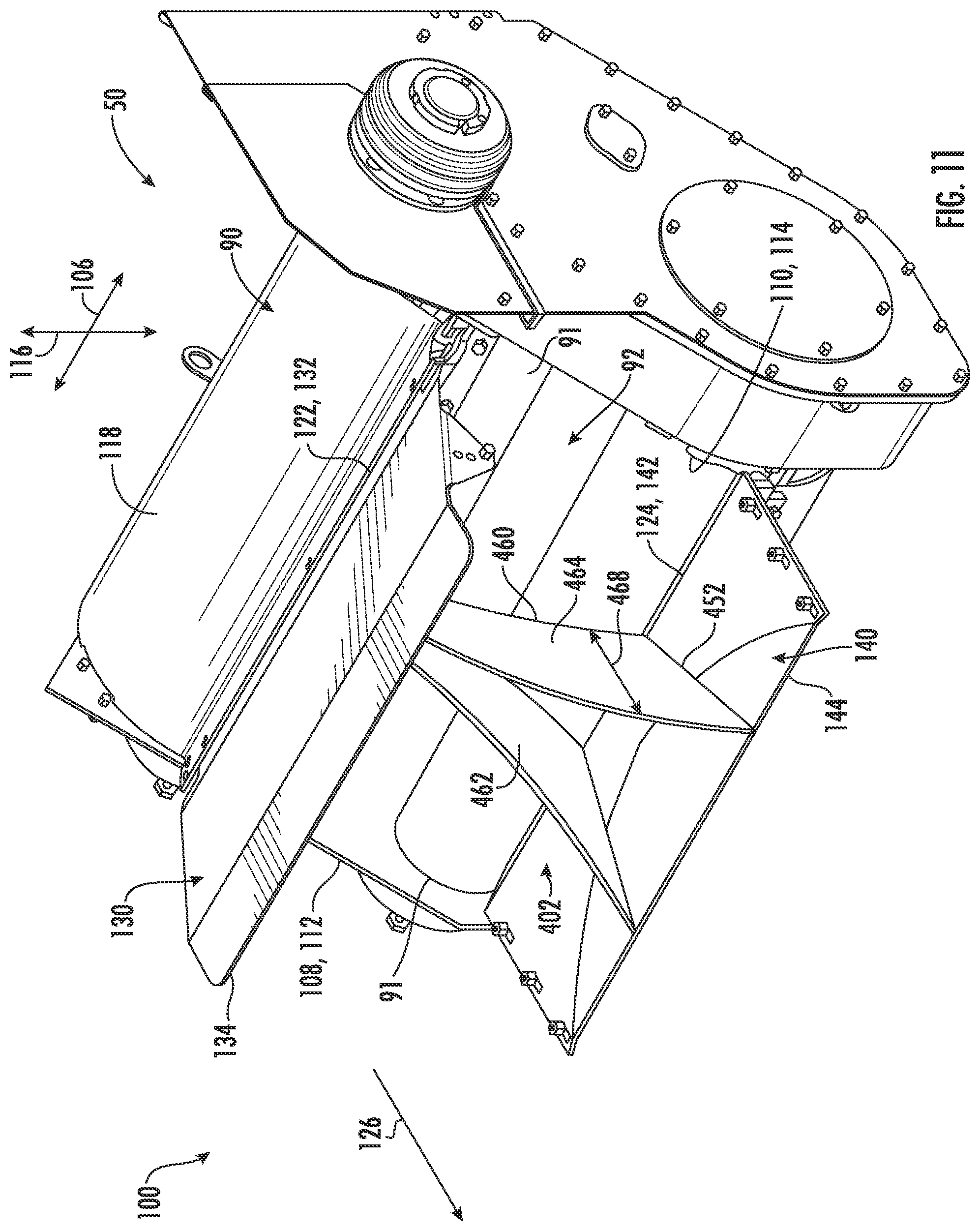 Patent US12342757 Figure 11 – Flow splitter for removing waste from an agricultural harvester and agricultural harvester