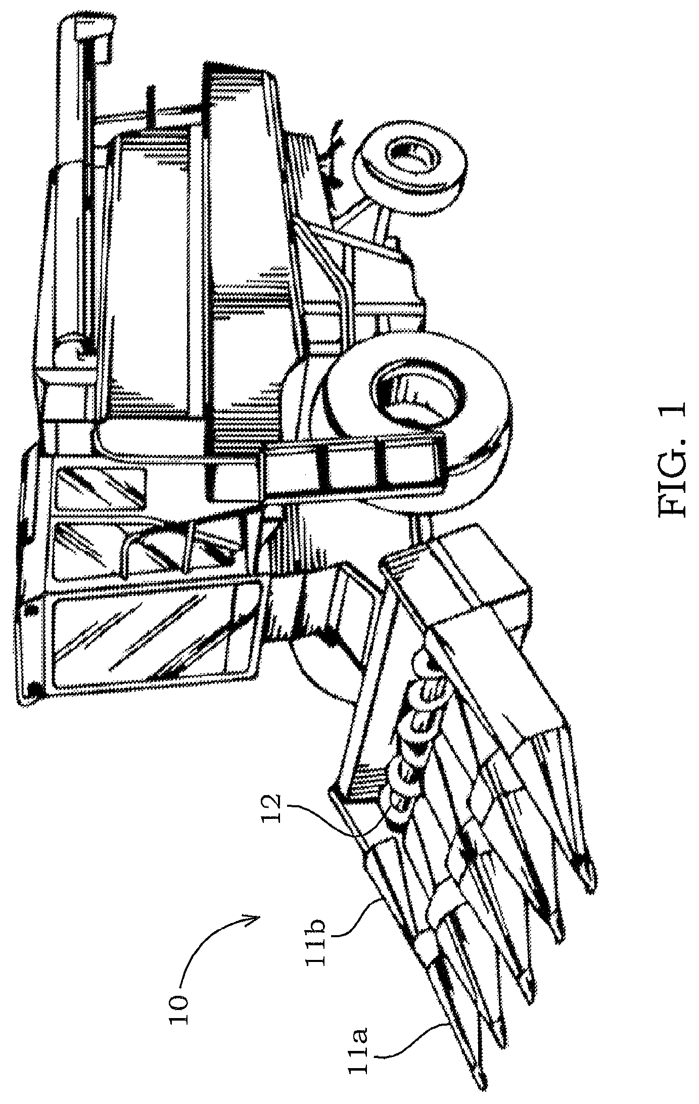 Patent US12342758 Figure 1 – Actuated stripper plate mechanism for a harvester