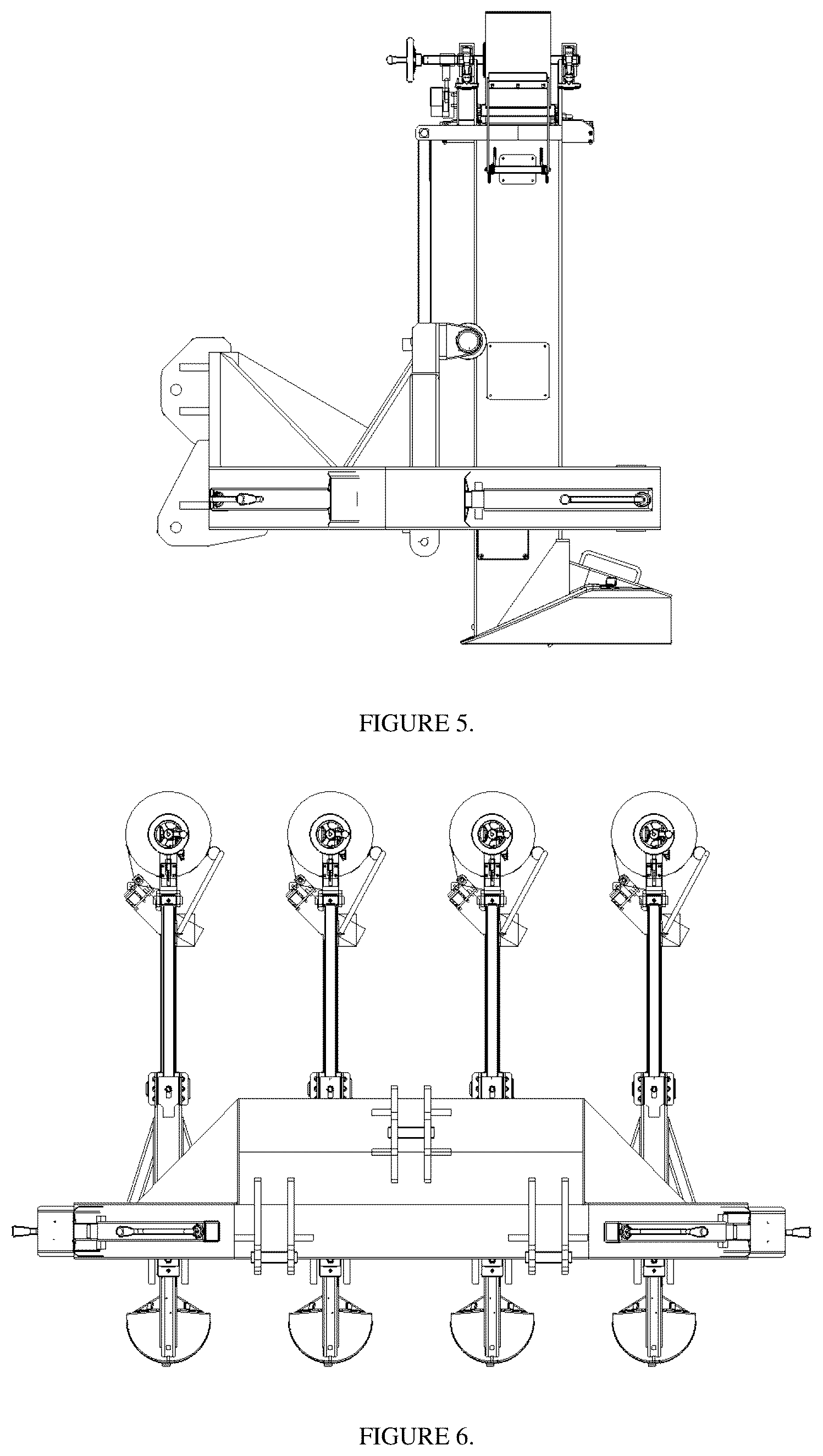 Patent US12342763 Figure 4 – Modular ultra low drag sub-surface membrane installation apparatus, machine, and methods with various automated and semi-automated sub-systems including sub-surface drip tape installation