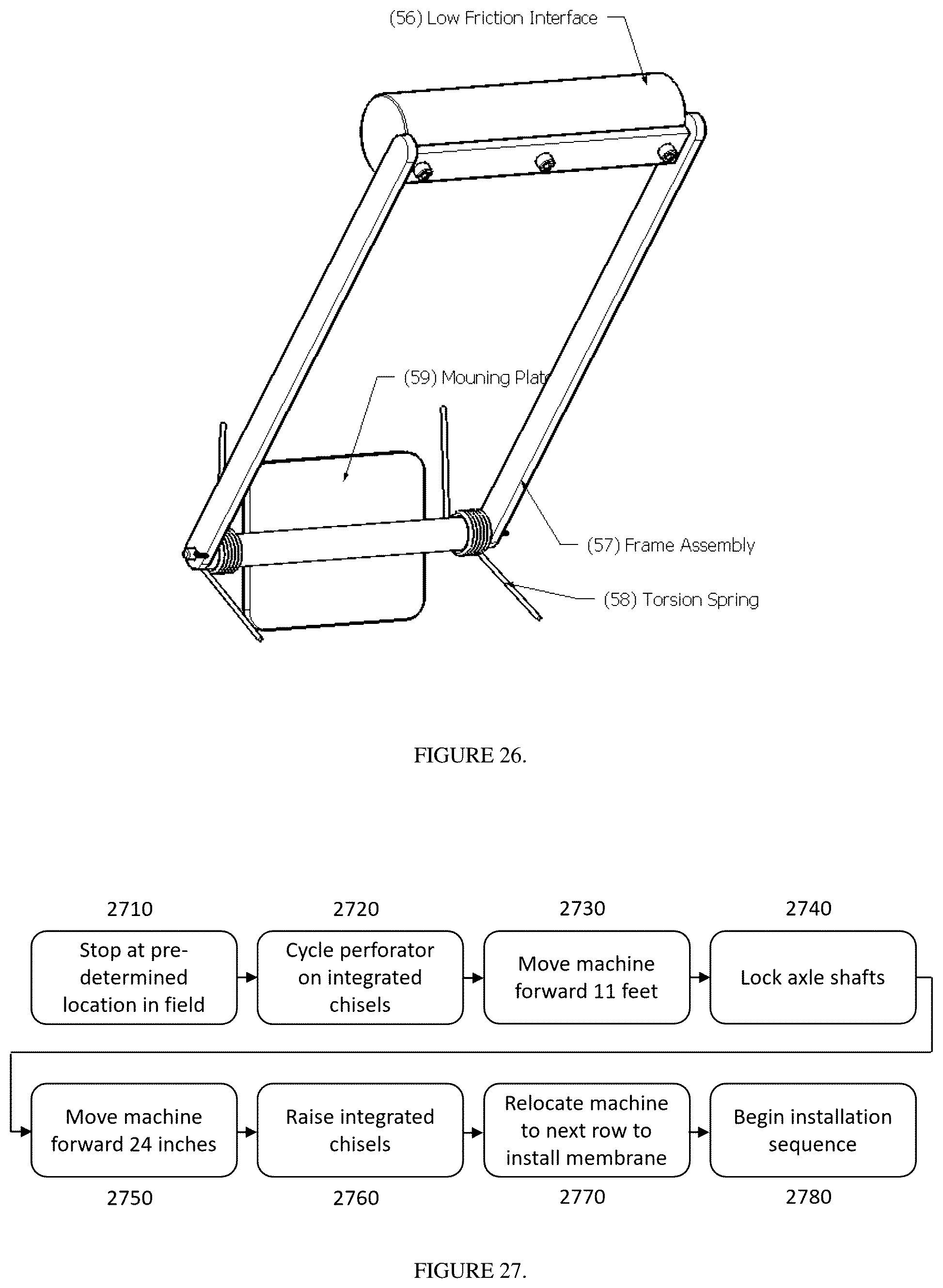 Patent US12342763 Figure 17 – Modular ultra low drag sub-surface membrane installation apparatus, machine, and methods with various automated and semi-automated sub-systems including sub-surface drip tape installation
