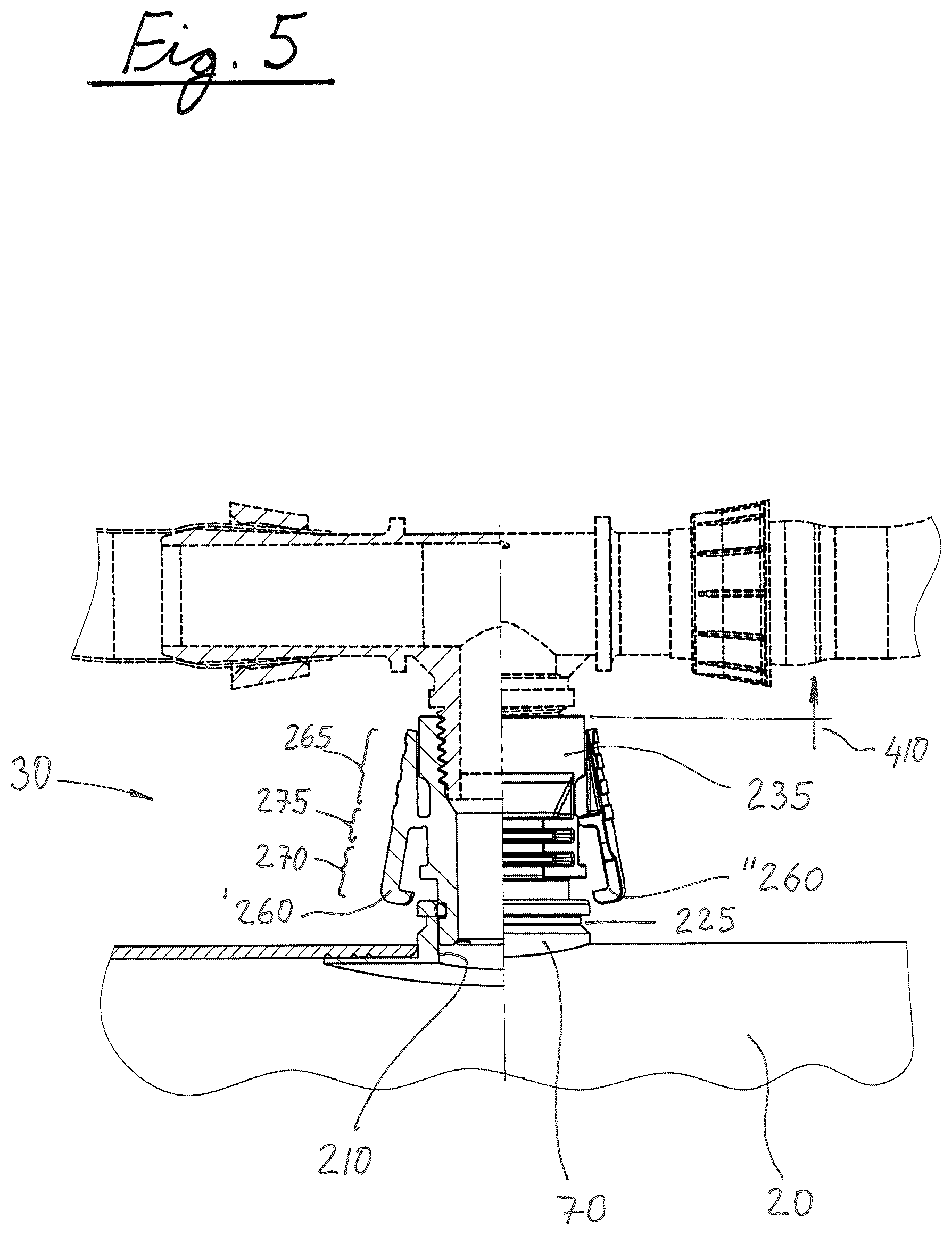 Patent US12342765 Figure 5 – Drip irrigation lateral connector to feeder pipe