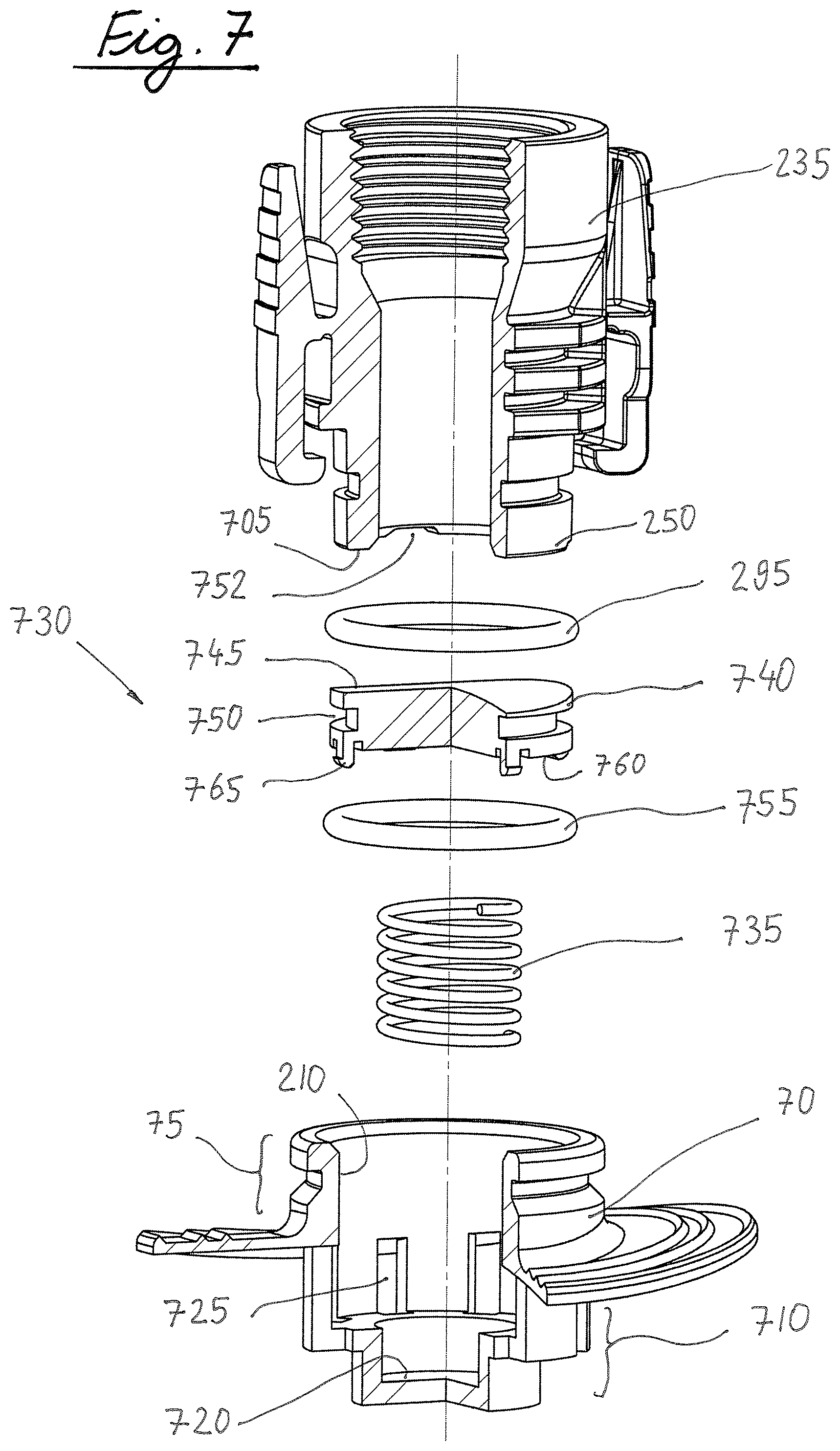 Patent US12342765 Figure 7 – Drip irrigation lateral connector to feeder pipe