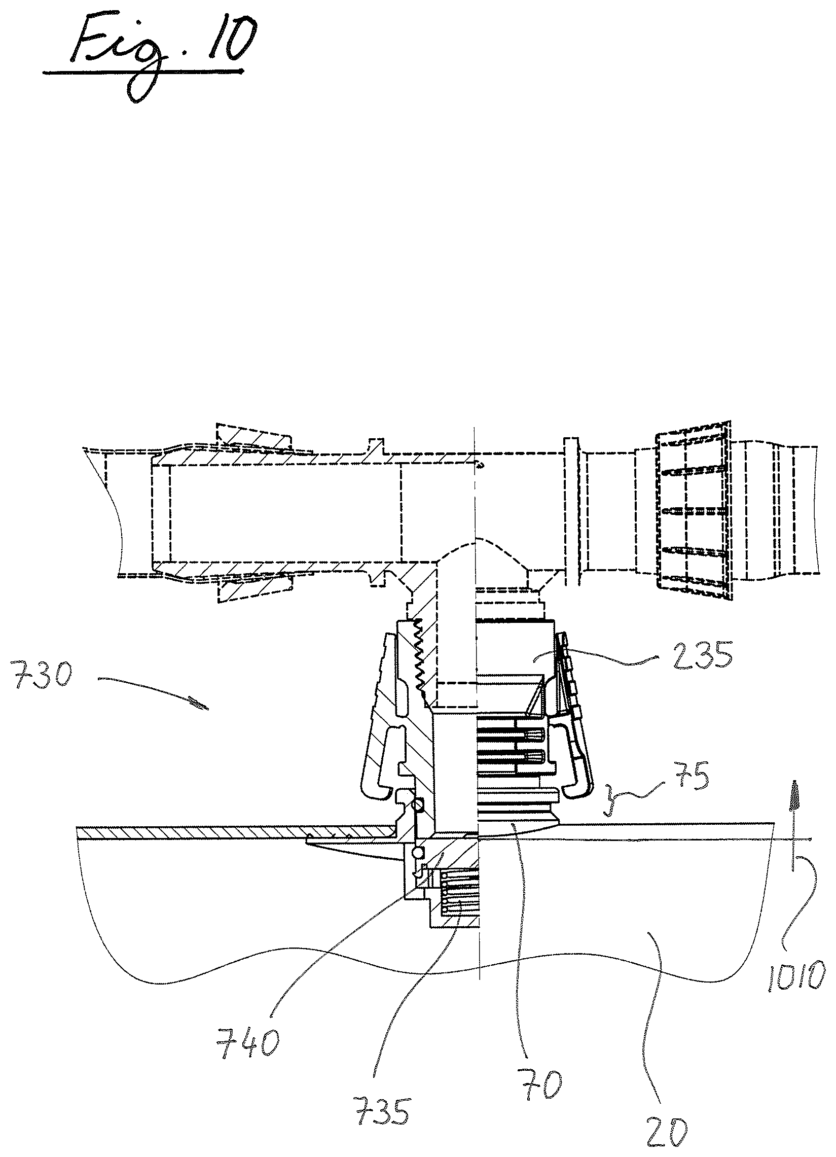 Patent US12342765 Figure 10 – Drip irrigation lateral connector to feeder pipe