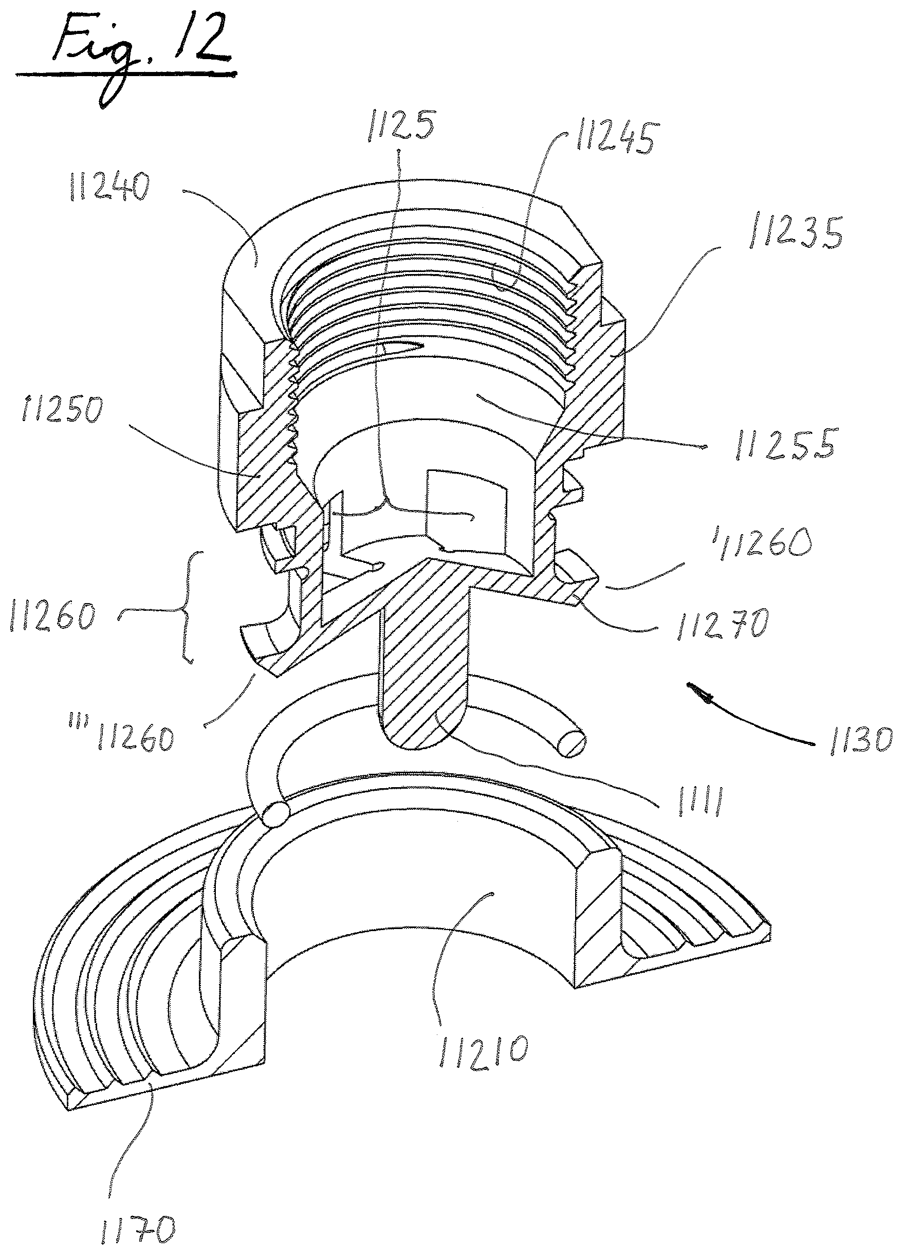 Patent US12342765 Figure 12 – Drip irrigation lateral connector to feeder pipe
