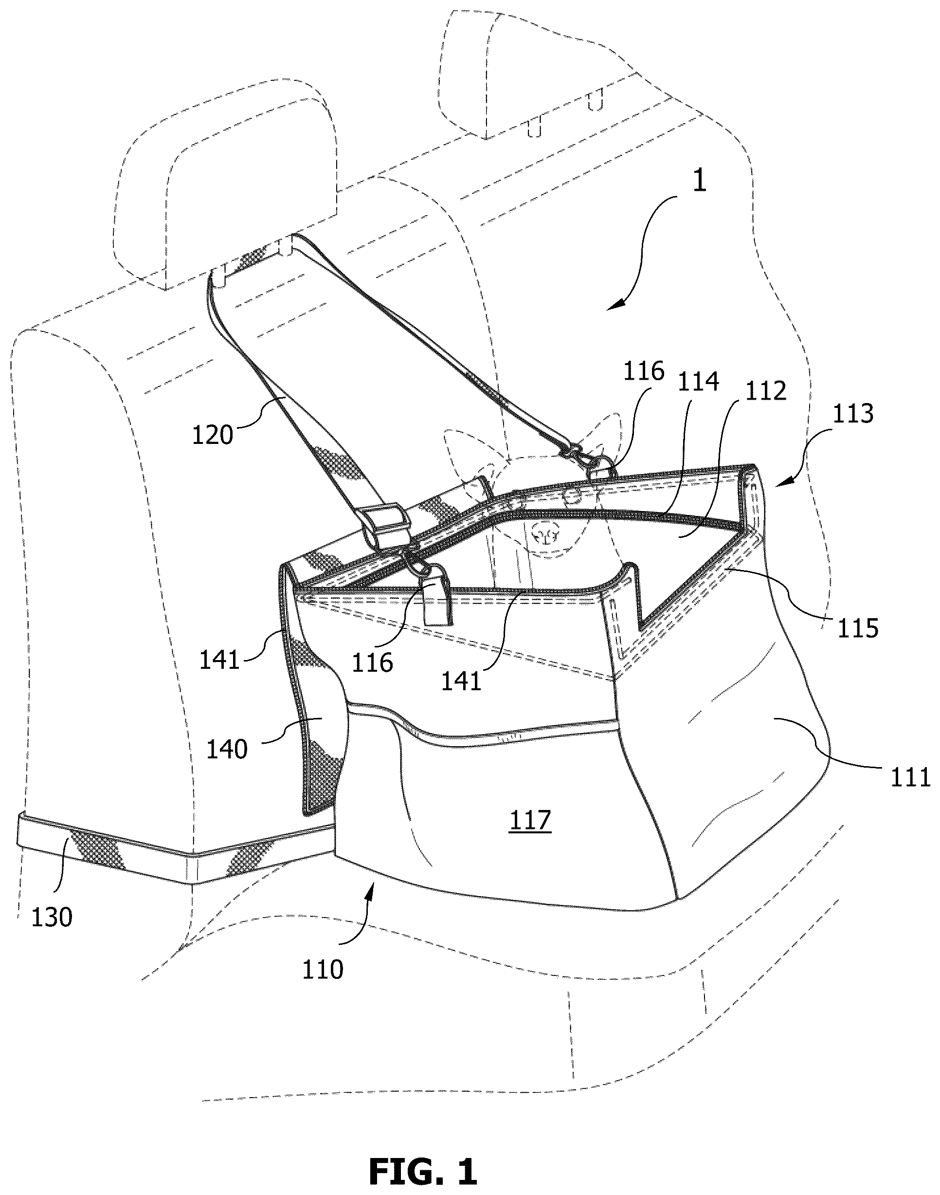 Patent US12342789 Figure 1 – Pet booster seats and methods for making and using the same