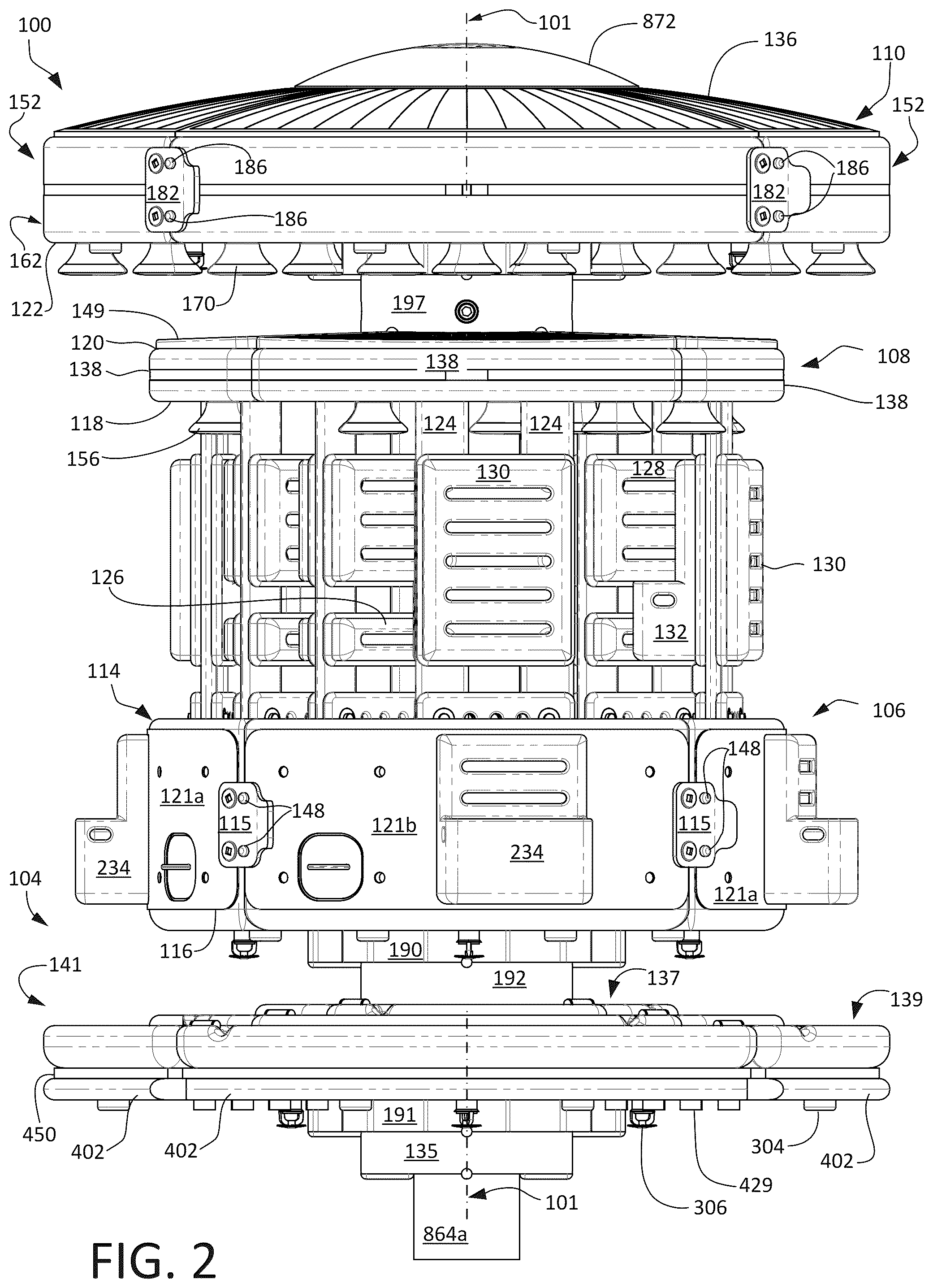 Patent US12342799 Figure 2 – Modular habitat system and method