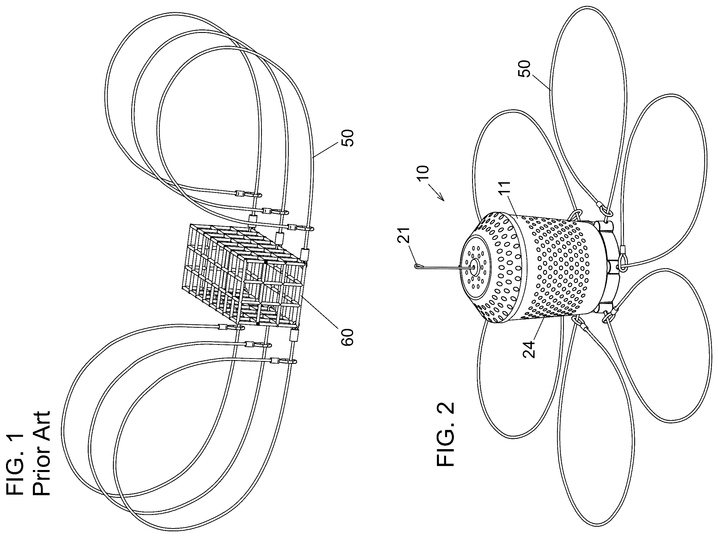 Patent US12342803 Figure 1 – Breakaway crab snare apparatus