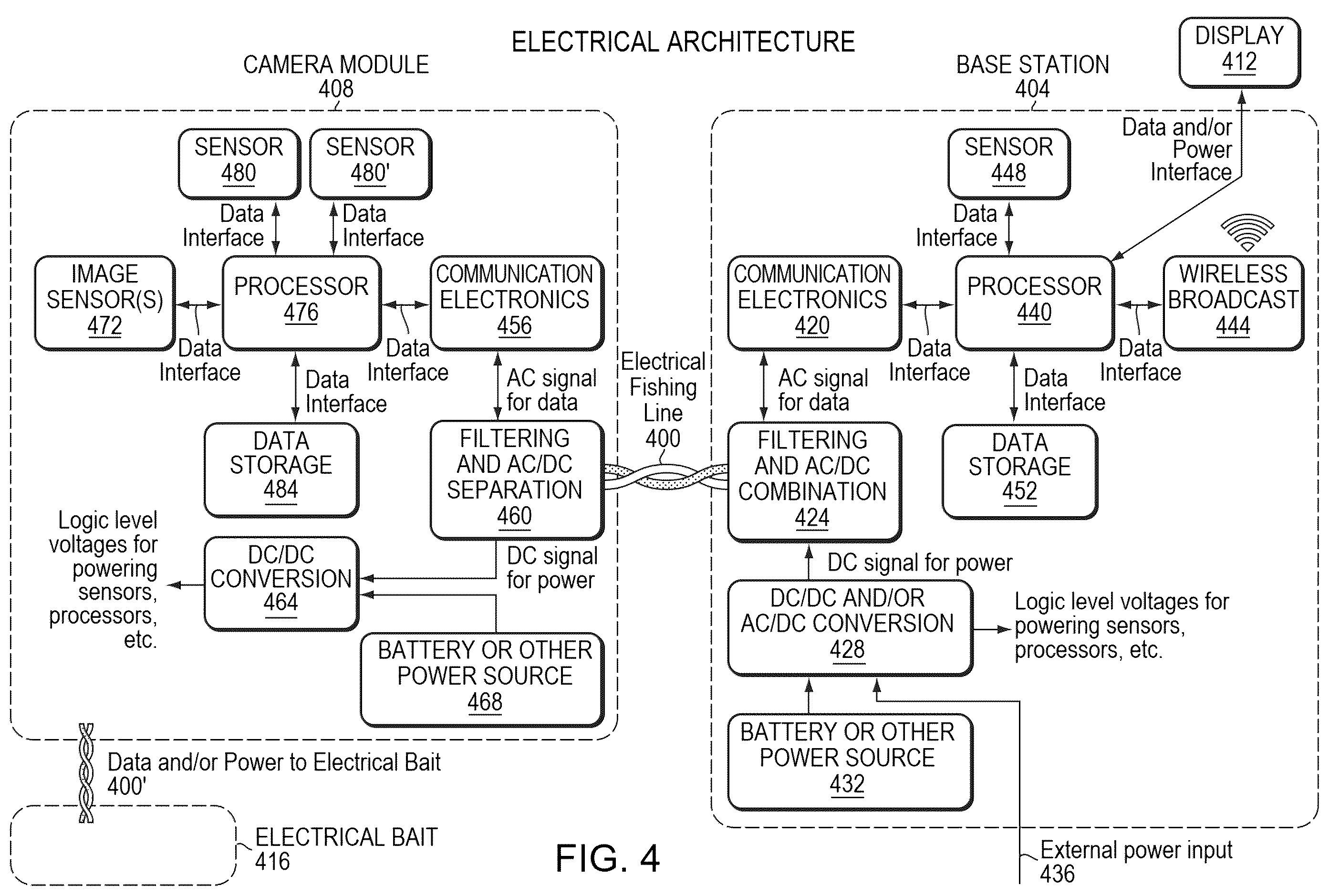 Patent US12342807 Figure 4 – Video fishing system with electrically-conductive fishing line