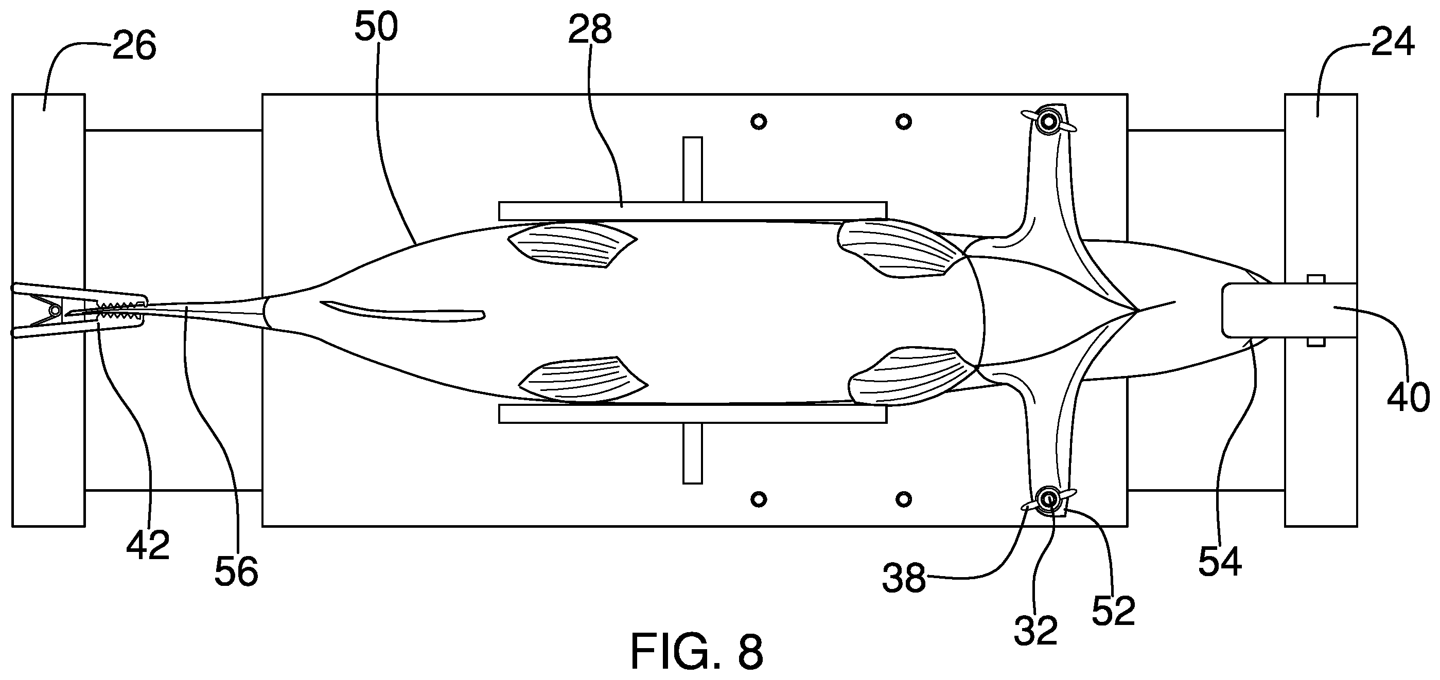 Patent US12342832 Figure 7 – Fish filleting stand device