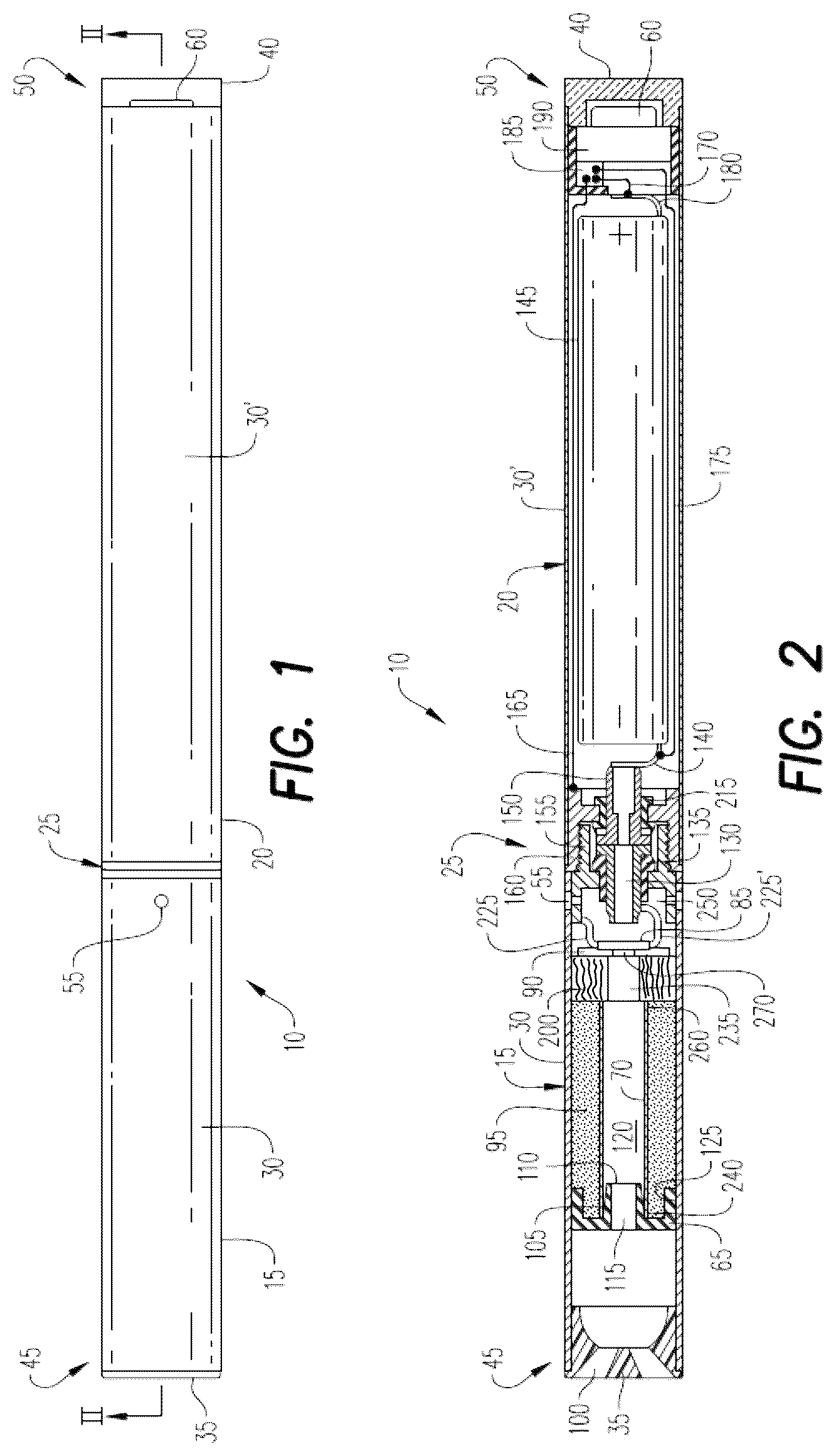 Patent US12342846 Figure 1 – Electronic vaping device including transfer pad with oriented fibers