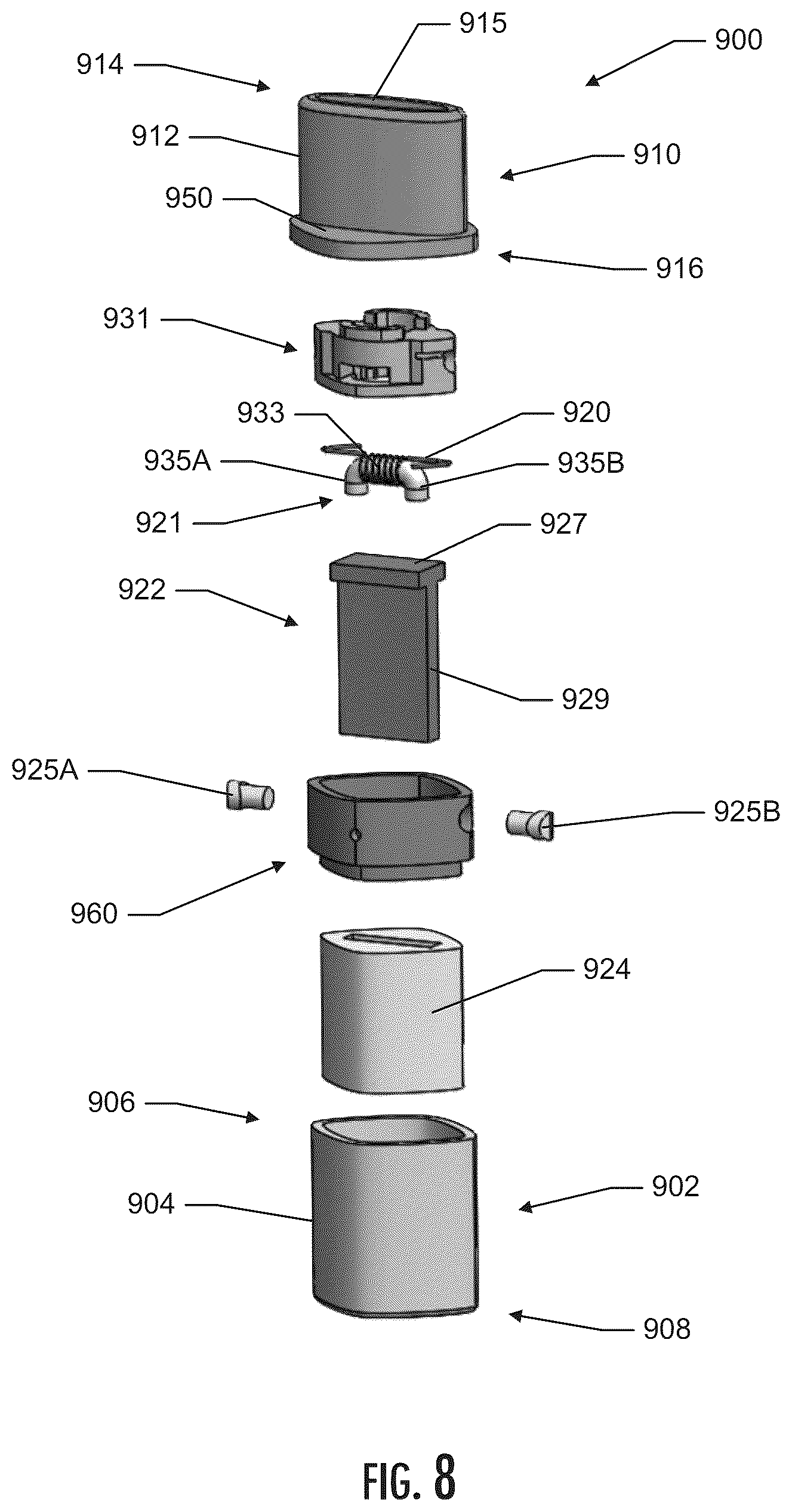 Patent US12342860 Figure 8 – Heater and liquid transport for an aerosol delivery system