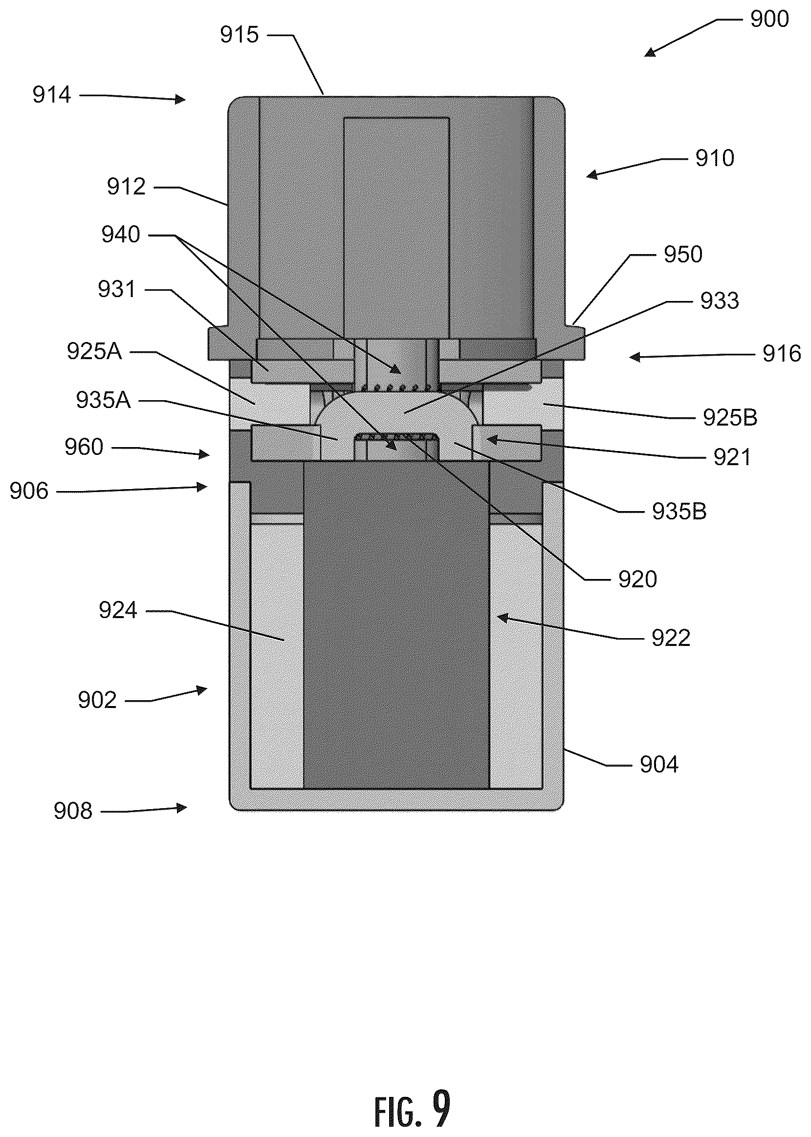 Patent US12342860 Figure 9 – Heater and liquid transport for an aerosol delivery system