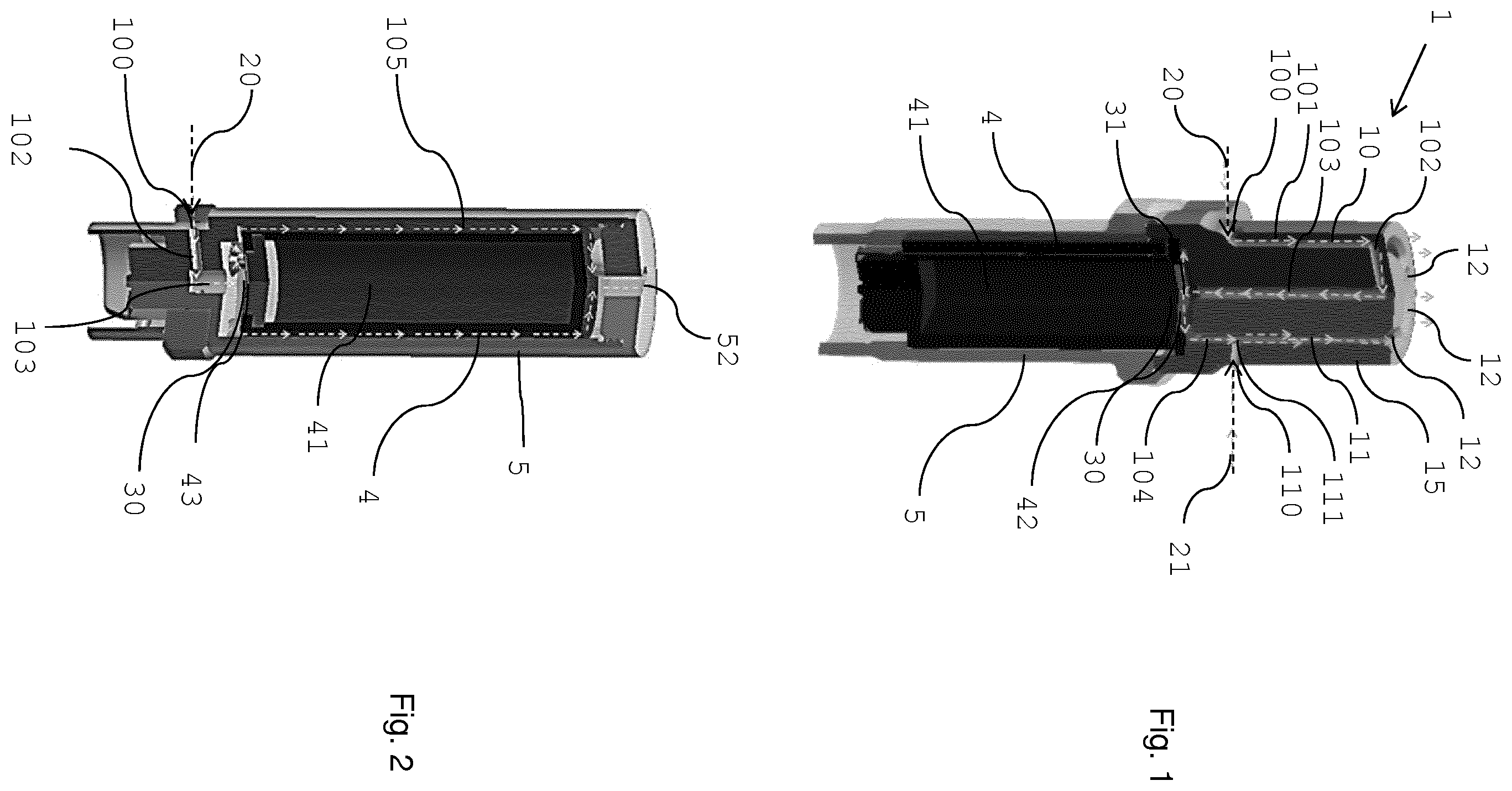 Patent US12342867 Figure 1 – Split airflow system for an electrically heated smoking system and method for guiding an airflow inside an electrically heated smoking system