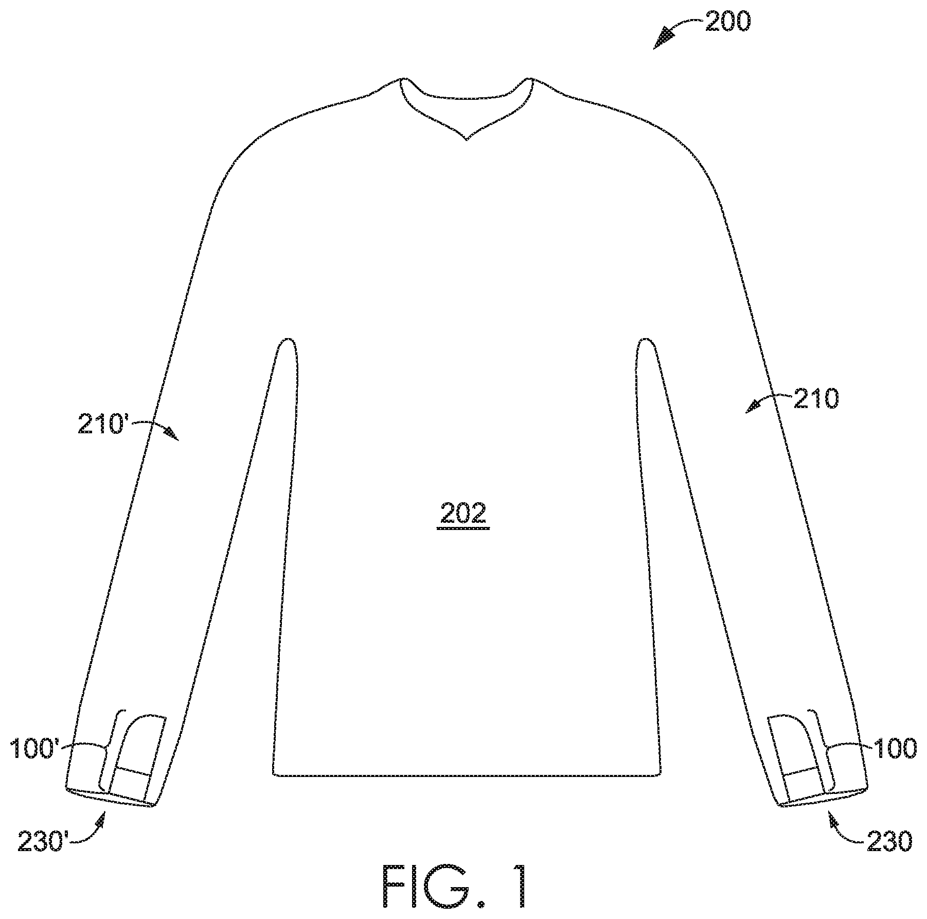 Patent US12342882 Figure 1 – Layered thumbhole structure