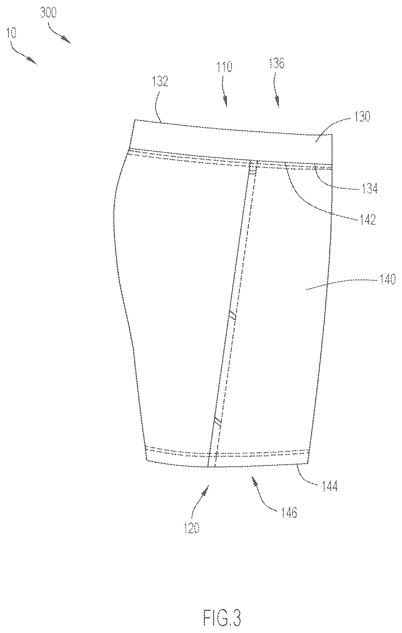 Patent US12342883 Figure 3 – Garment with waistband pocket