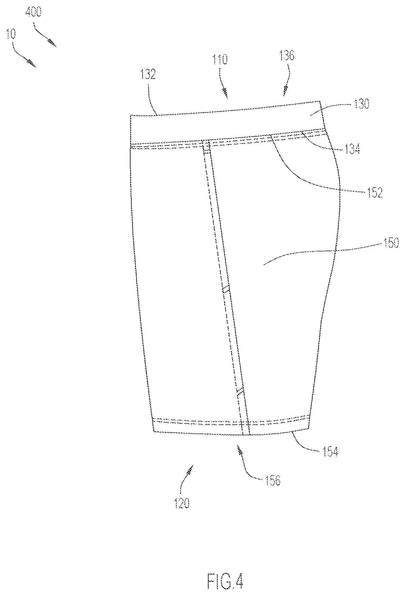 Patent US12342883 Figure 4 – Garment with waistband pocket