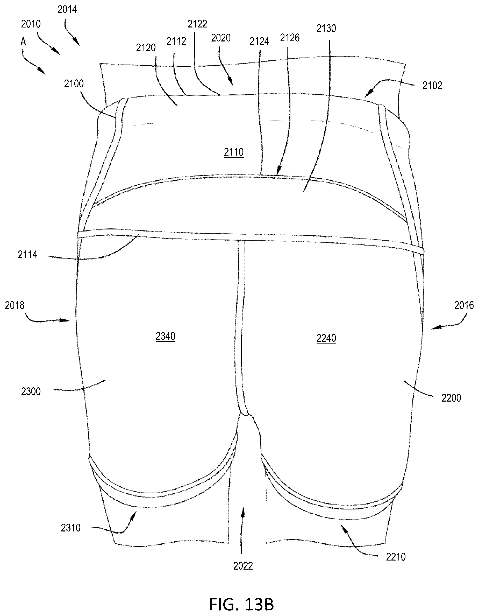 Patent US12342883 Figure 20 – Garment with waistband pocket
