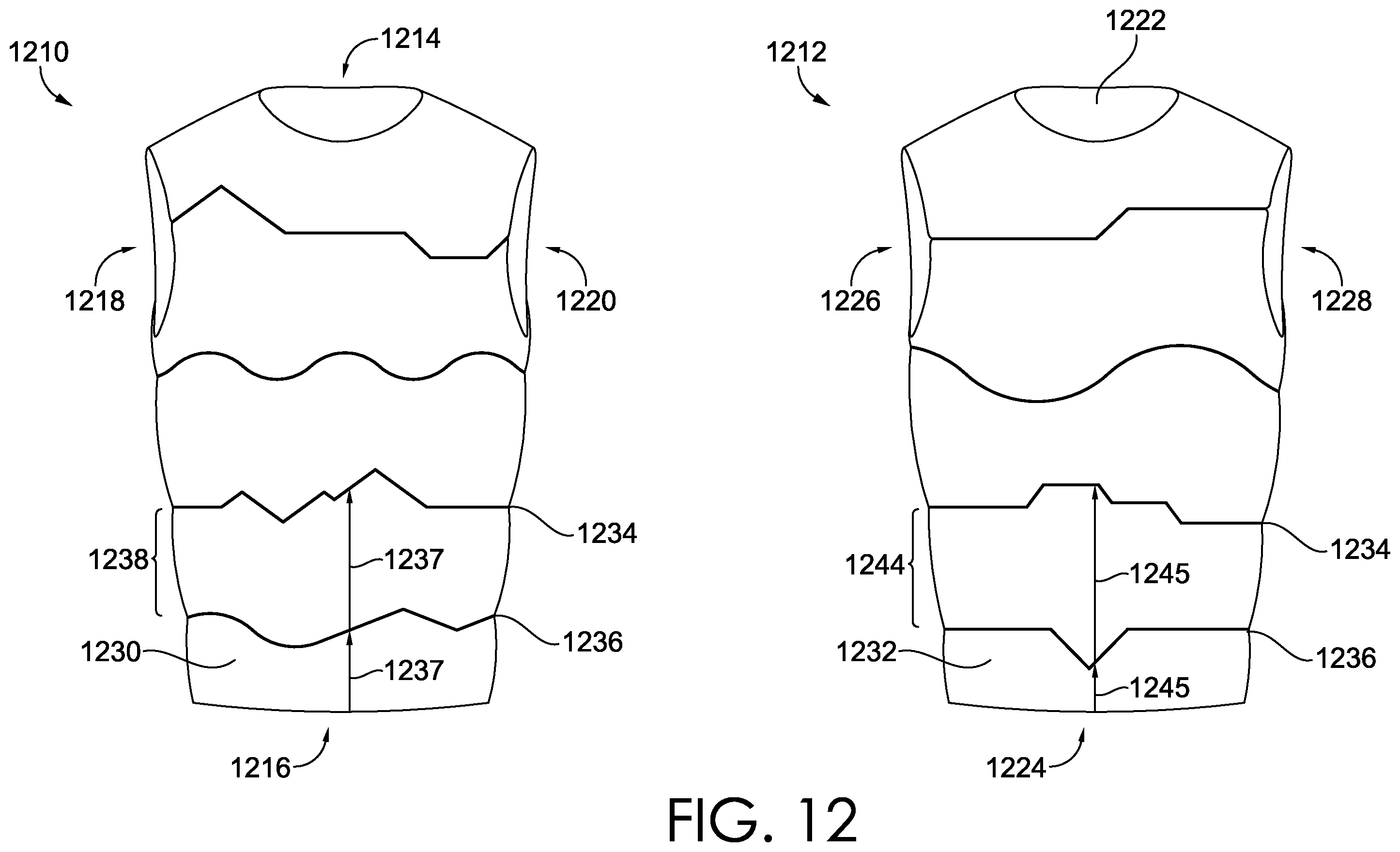 Patent US12342885 Figure 8 – Nonwoven textile with non-linear entangled seams suitable for garments
