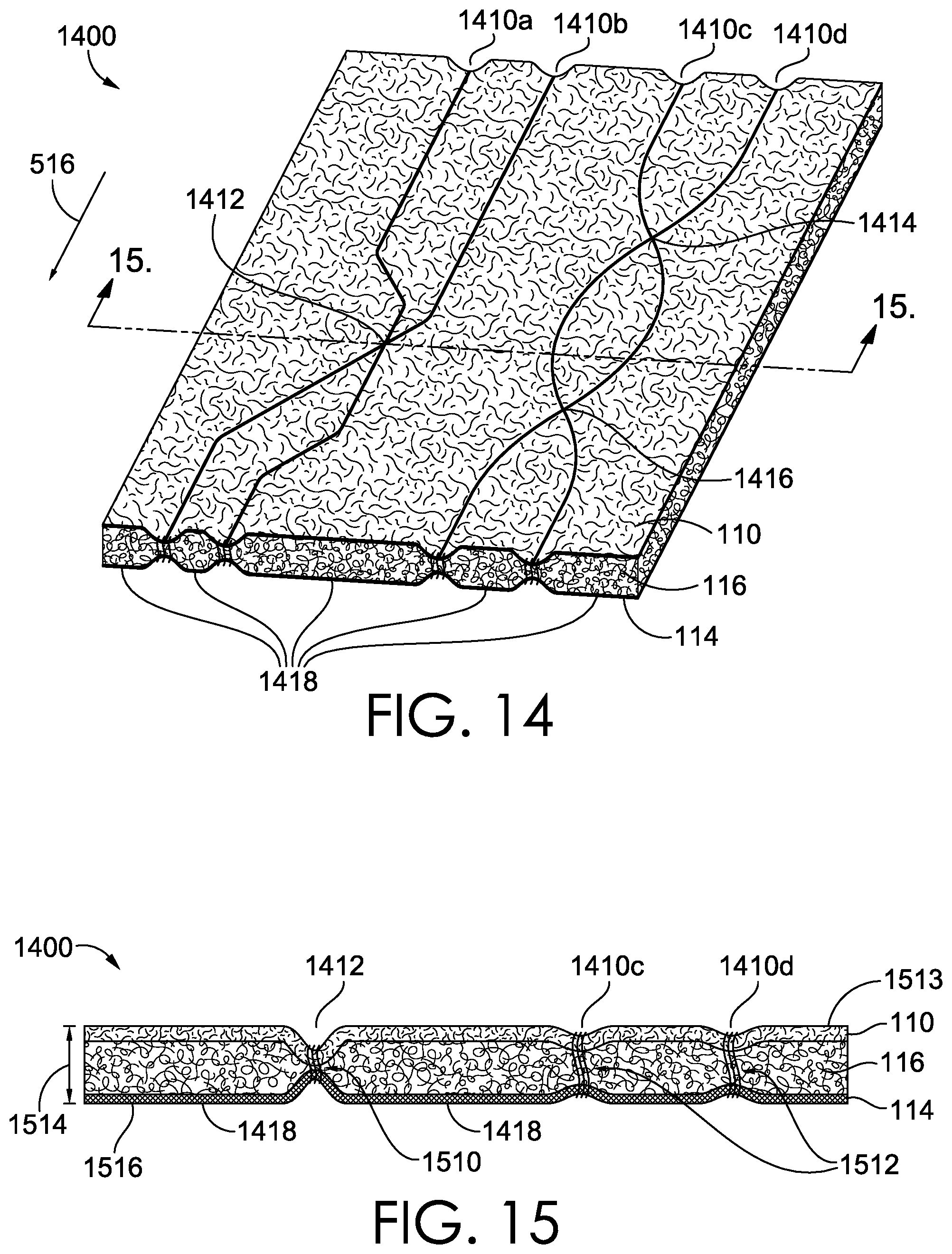 Patent US12342885 Figure 10 – Nonwoven textile with non-linear entangled seams suitable for garments
