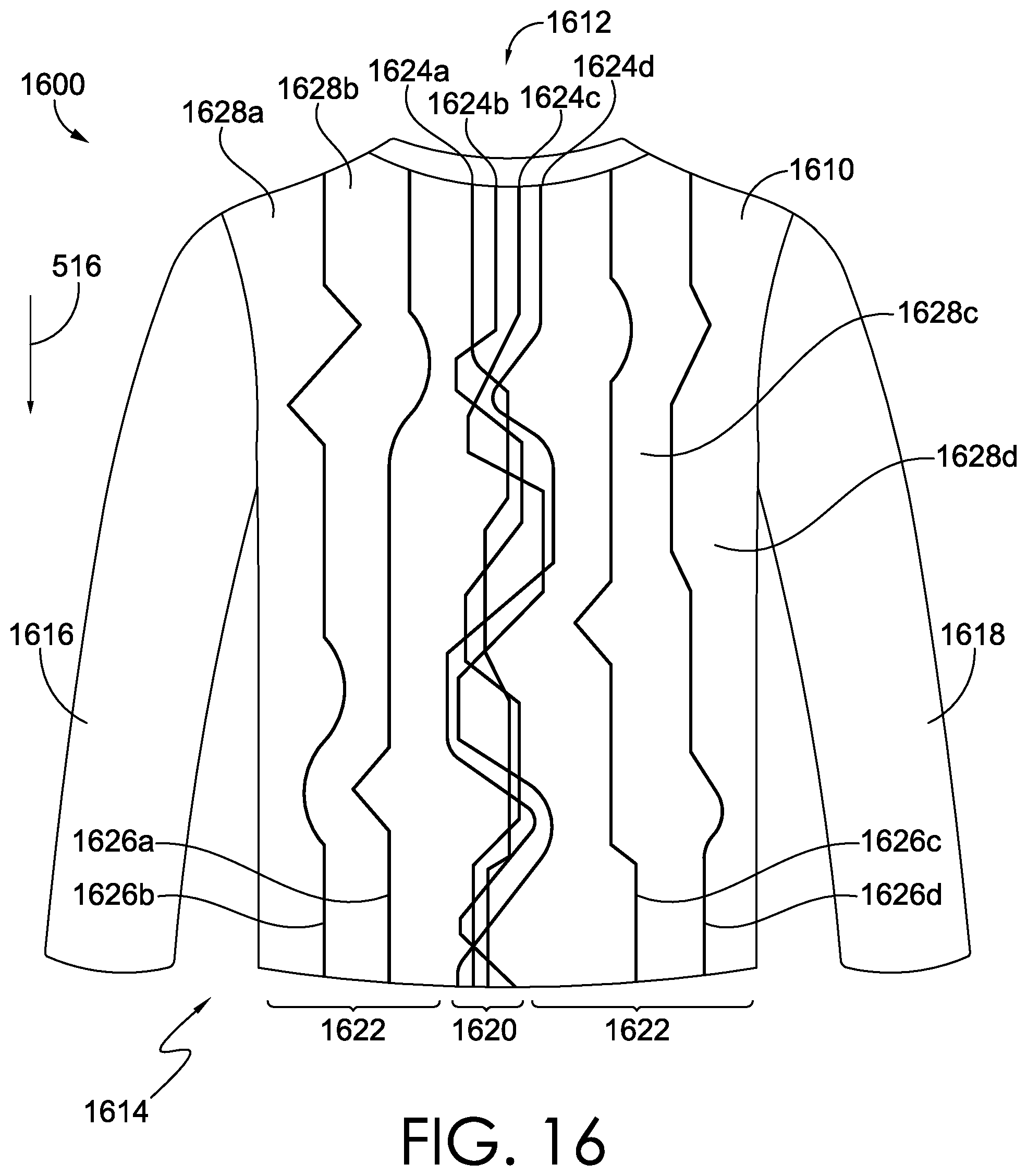 Patent US12342885 Figure 11 – Nonwoven textile with non-linear entangled seams suitable for garments
