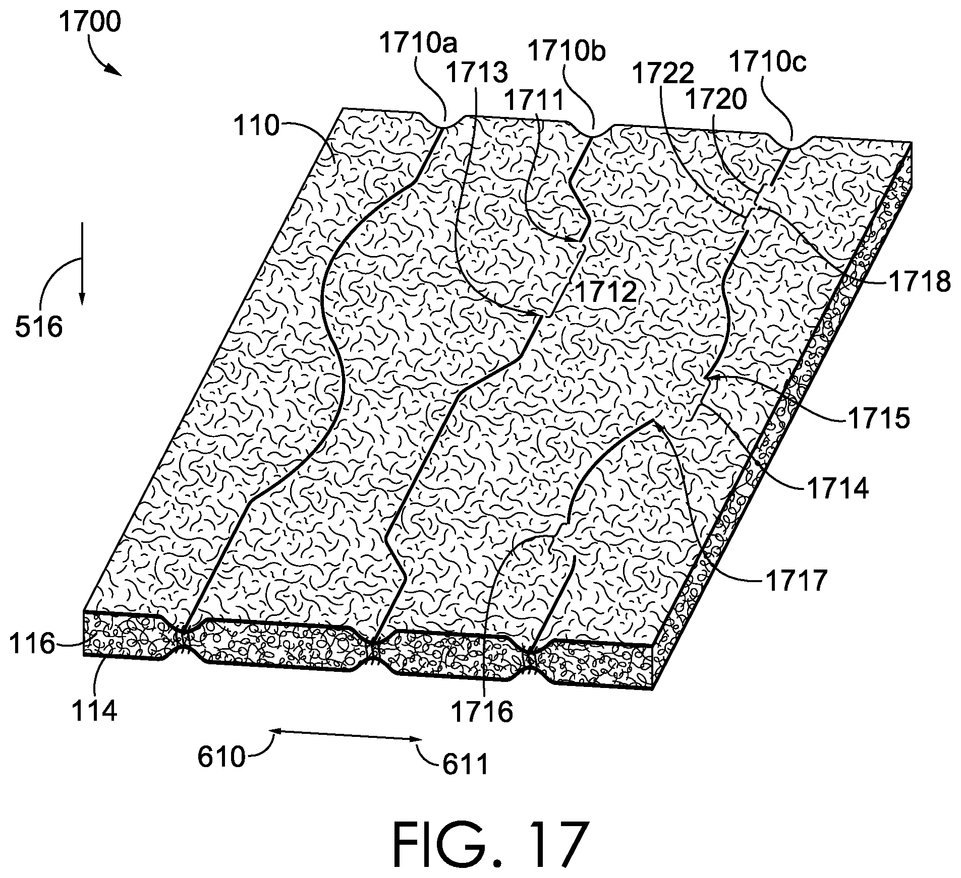 Patent US12342885 Figure 12 – Nonwoven textile with non-linear entangled seams suitable for garments