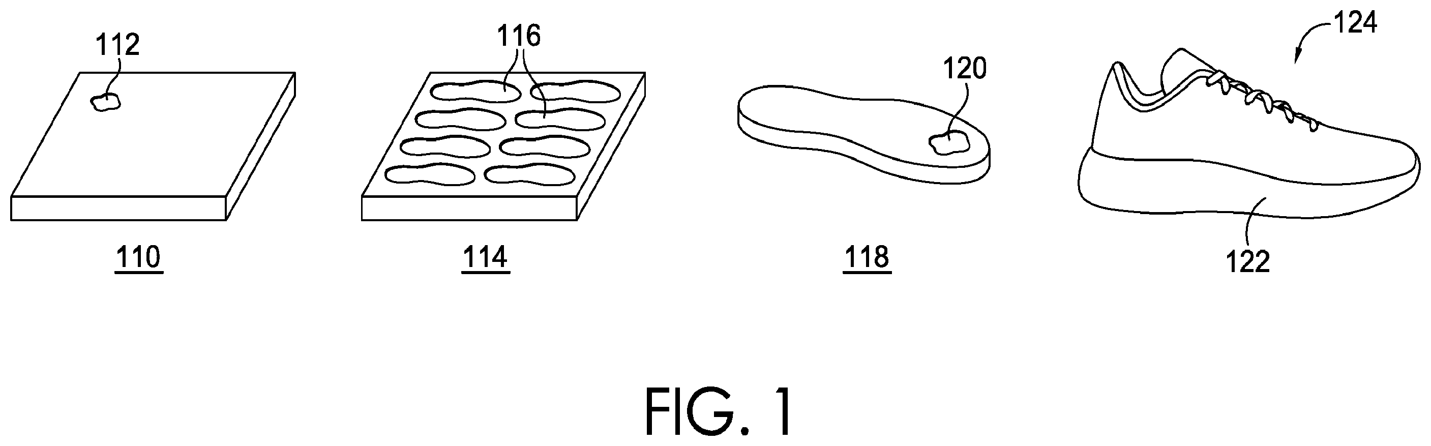 Patent US12342886 Figure 1 – Garments and articles incorporating recycled foam scrap