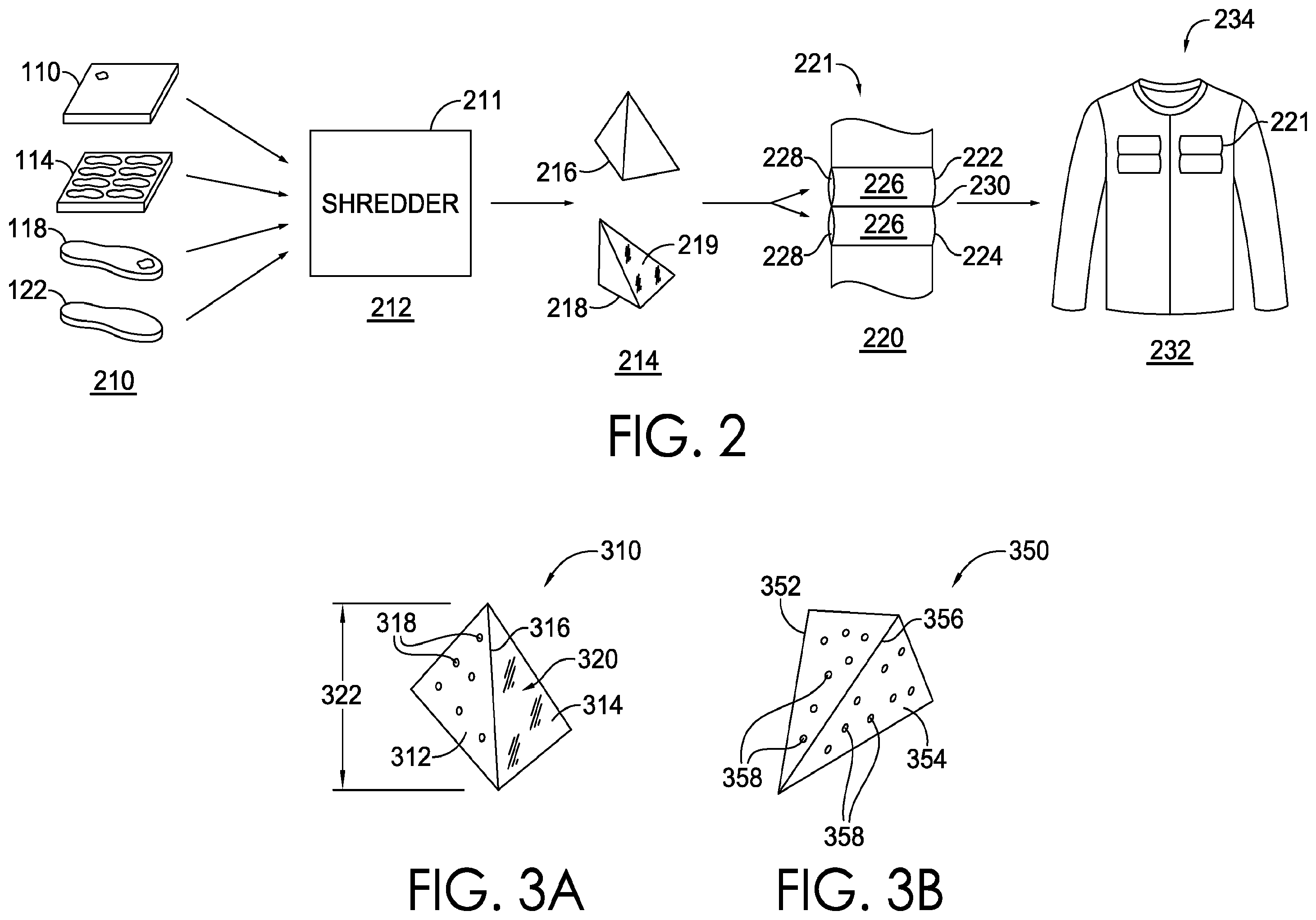 Patent US12342886 Figure 2 – Garments and articles incorporating recycled foam scrap