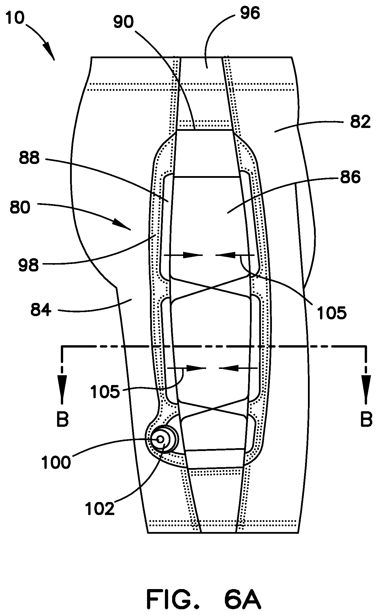 Patent US12342888 Figure 8 – Garment with compression adjustment arrangement