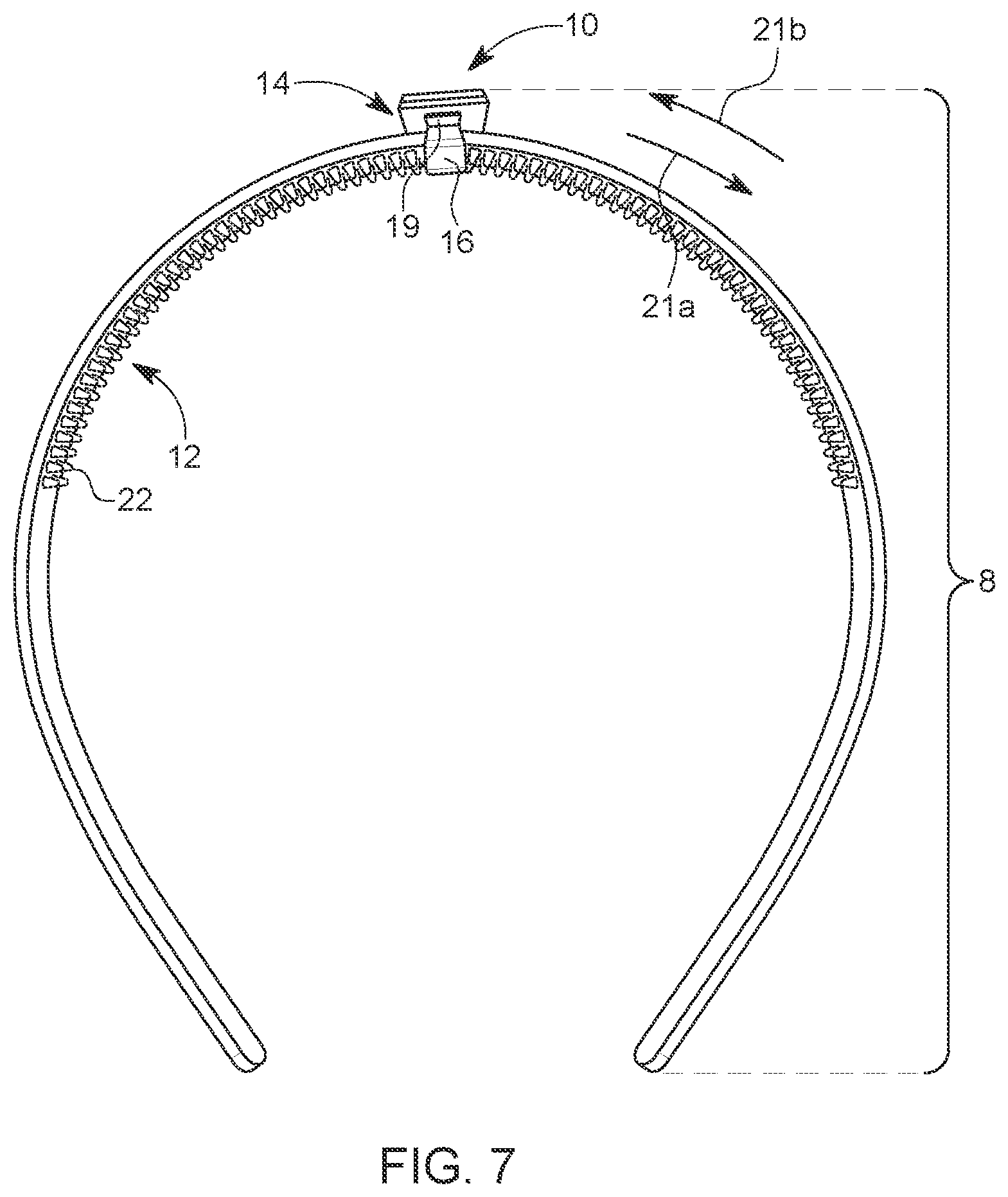 Patent US12342892 Figure 5 – Adhesive clip for attaching headband to graduation cap