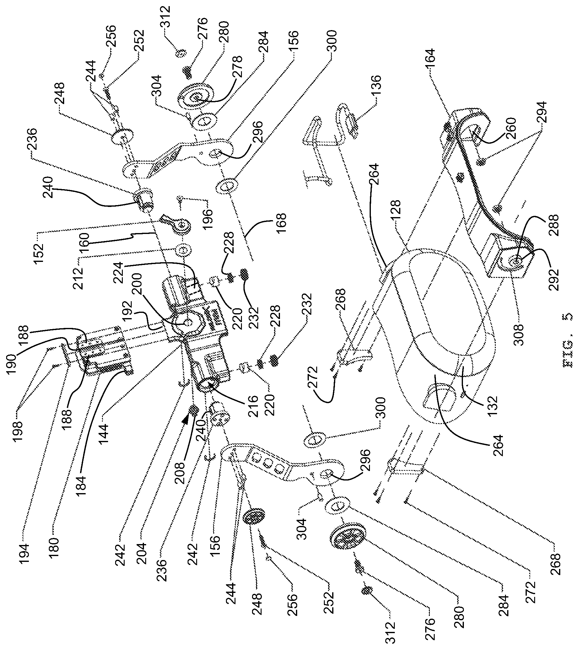 Patent US12342894 Figure 5 – Reclining helmet mount apparatus