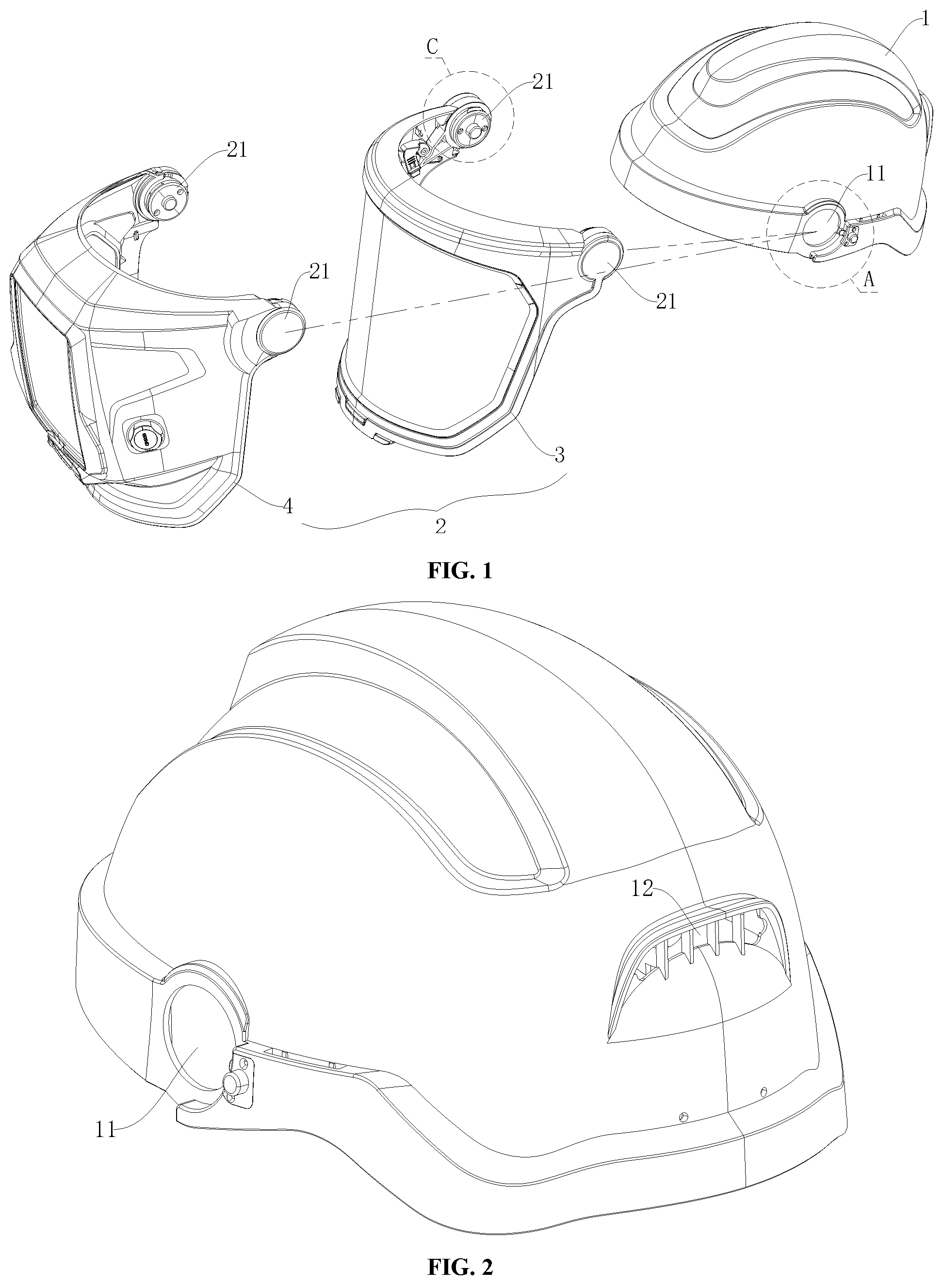 Patent US12342896 Figure 1 – Wearable head-protecting safety device
