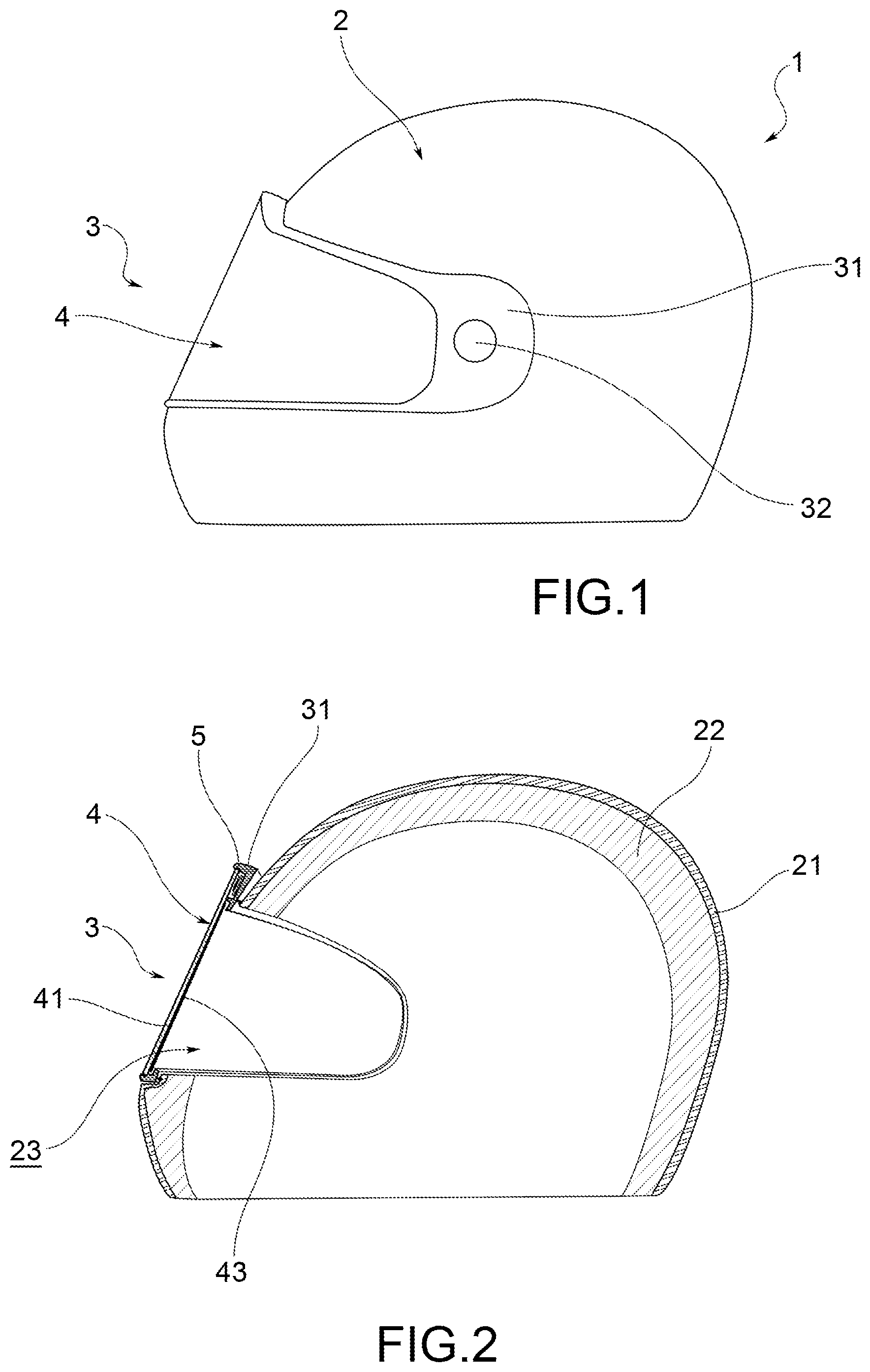 Patent US12342897 Figure 1 – Protective helmet equipped with visor with LC layer and depolarizing layer