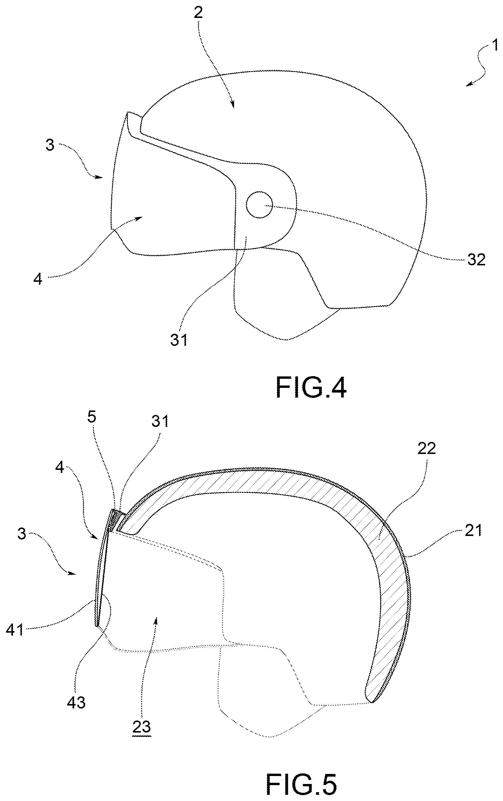Patent US12342897 Figure 3 – Protective helmet equipped with visor with LC layer and depolarizing layer