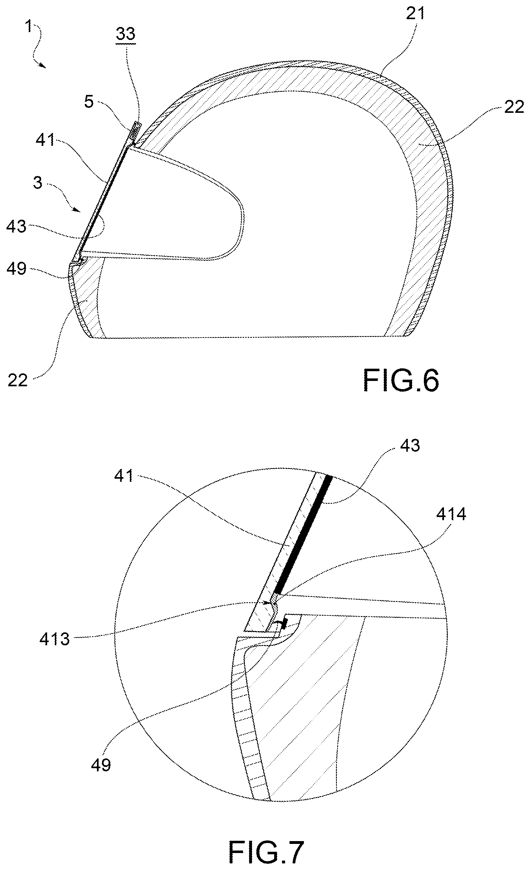Patent US12342897 Figure 4 – Protective helmet equipped with visor with LC layer and depolarizing layer