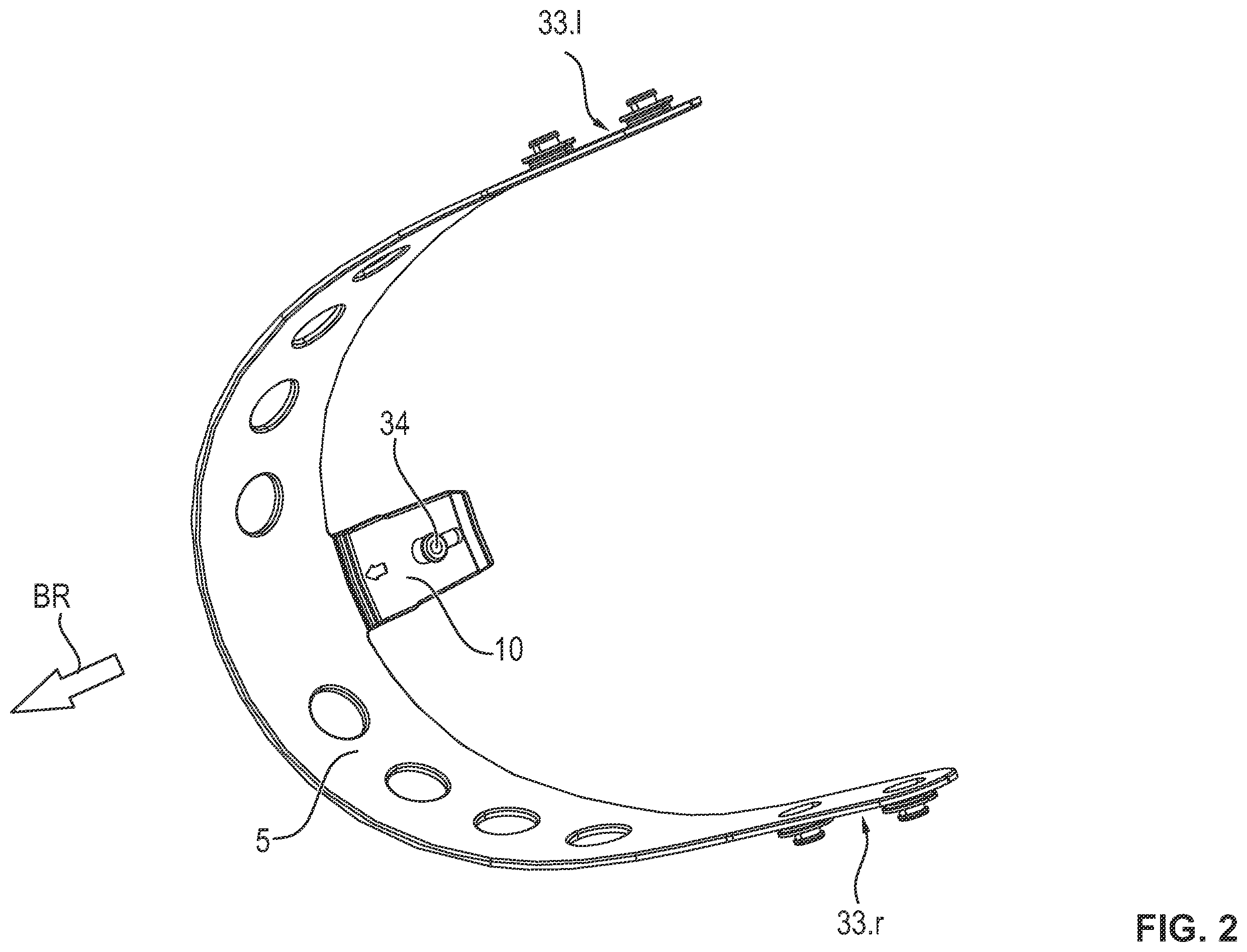 Patent US12342898 Figure 2 – Safety helmet with a sheathed bearing element, process for removing the sheathing from the safety helmet and process for manufacturing such a safety helmet