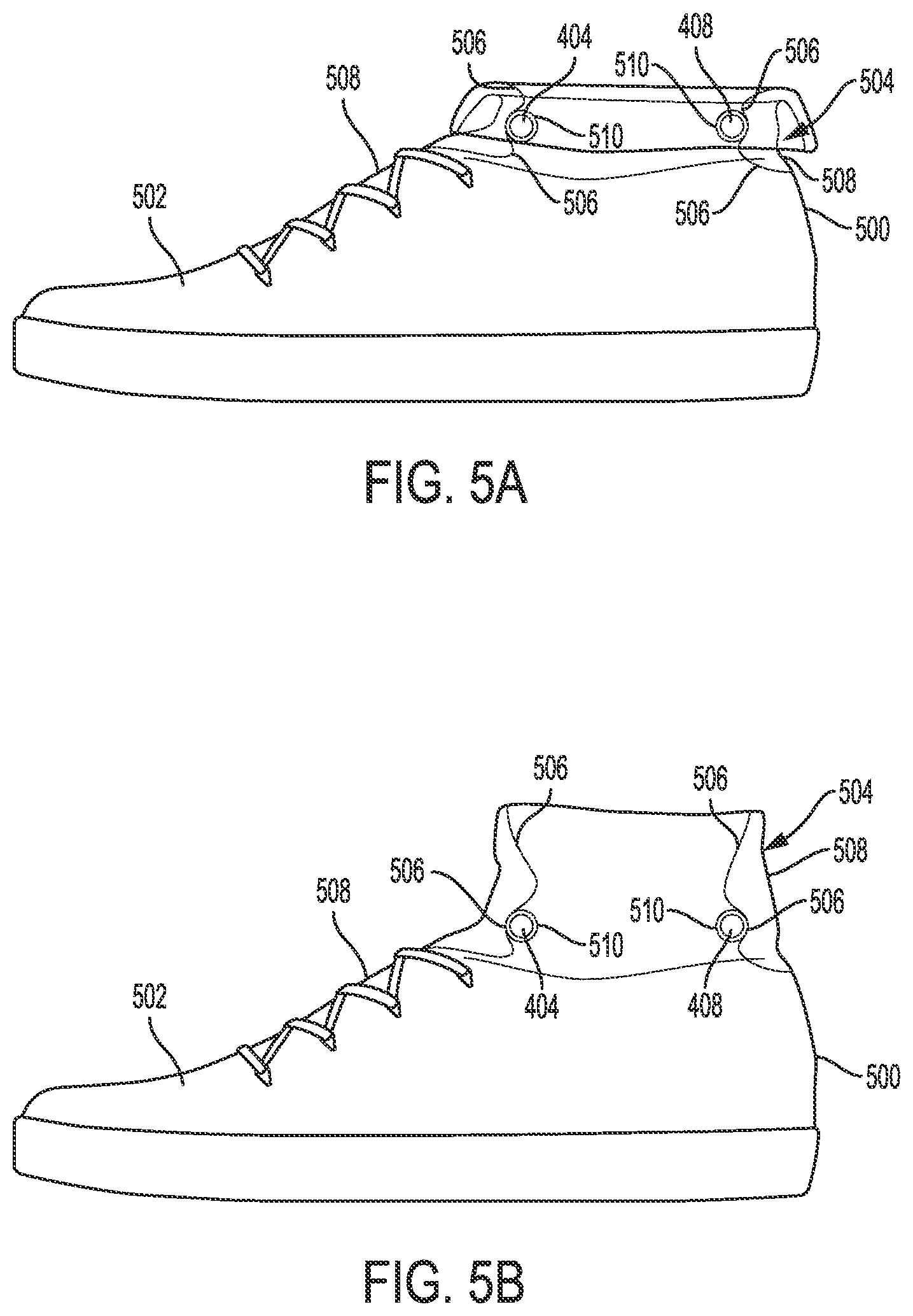 Patent US12342899 Figure 5 – Footwear with mechanical foot-insertion assist