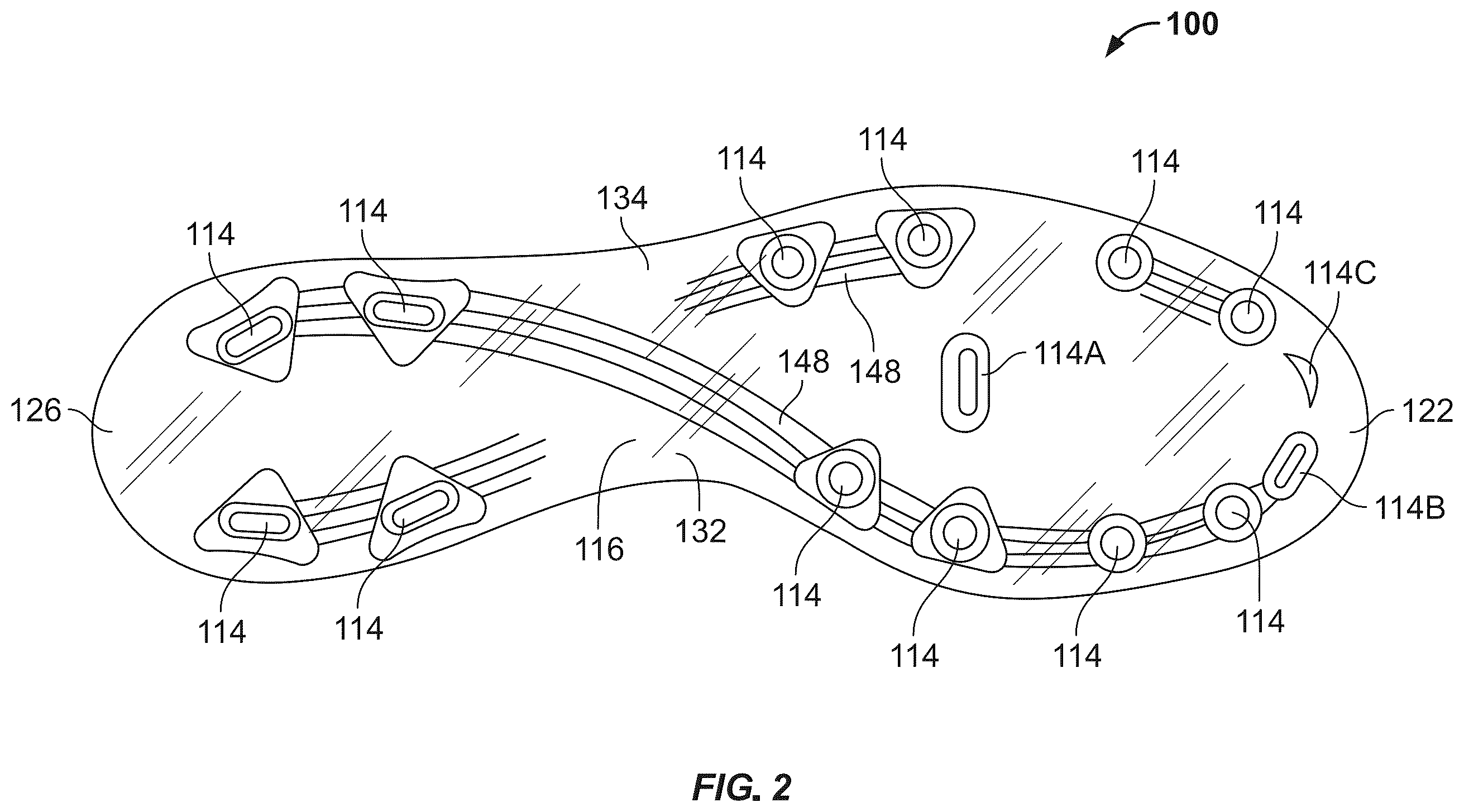 Patent US12342900 Figure 2 – Article of footwear with soil-shedding performance
