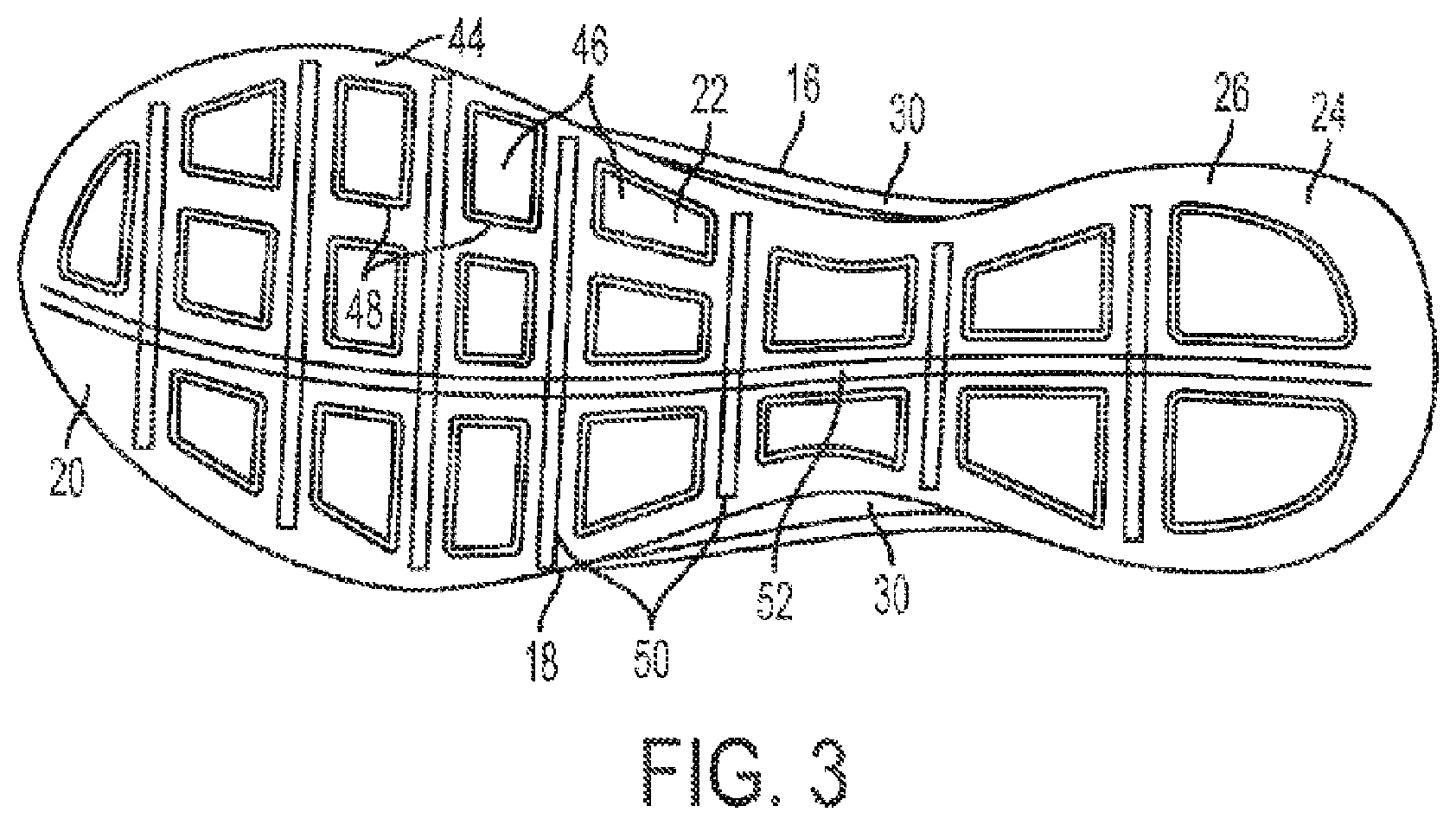 Patent US12342902 Figure 2 – Footwear sole structure having a composite element and methods for manufacturing same