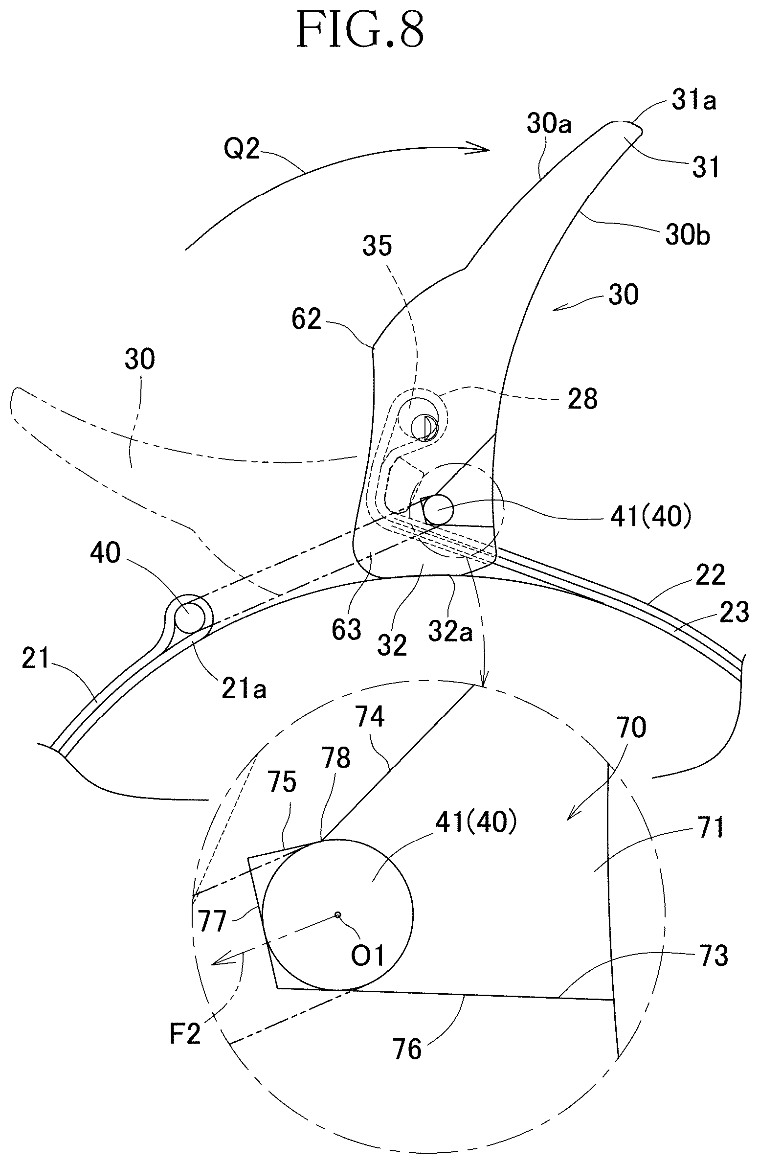 Patent US12342908 Figure 8 – Fastening device for air cylinder