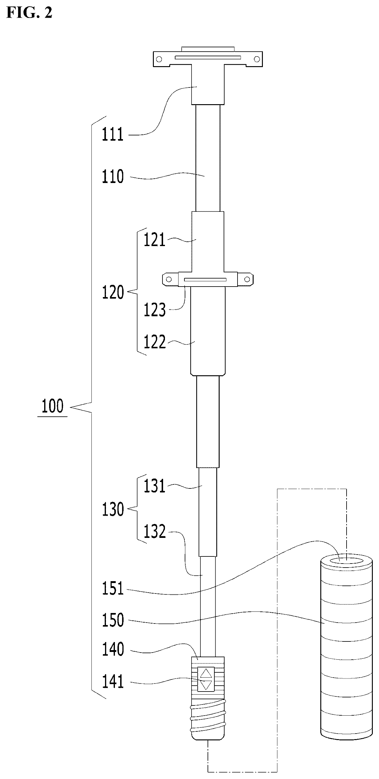Patent US12342912 Figure 2 – Umbrella handle including portability-improving structure
