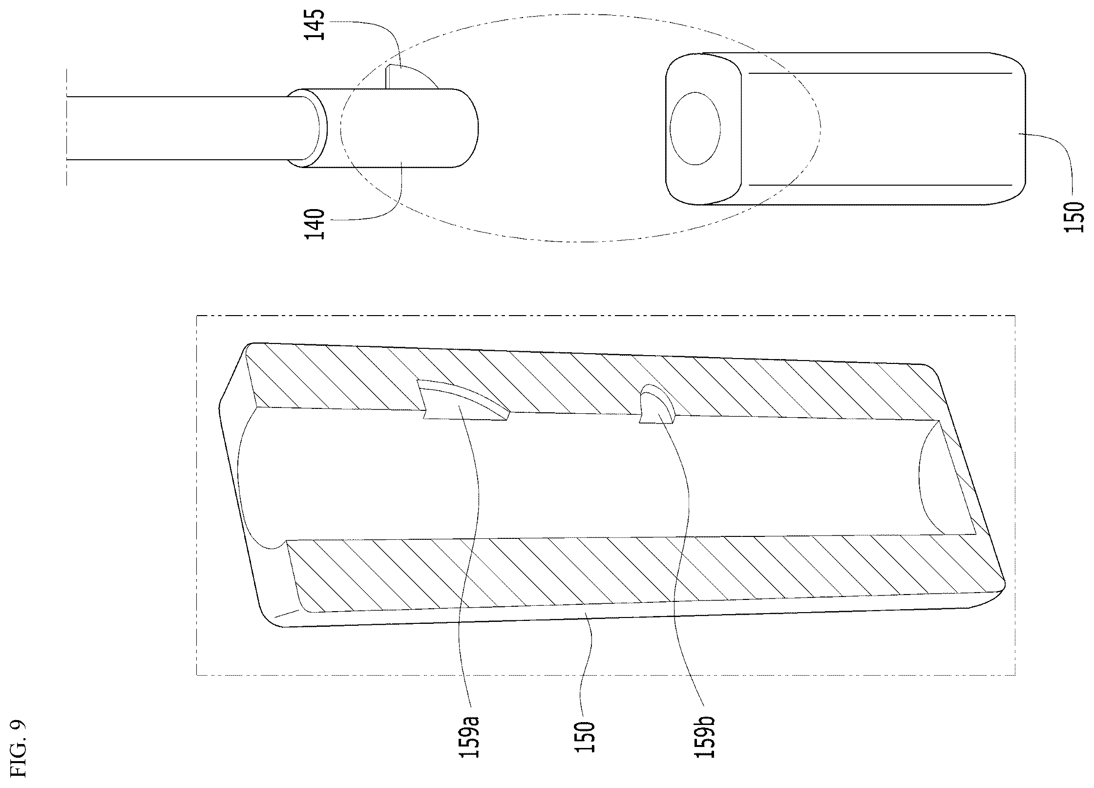 Patent US12342912 Figure 9 – Umbrella handle including portability-improving structure