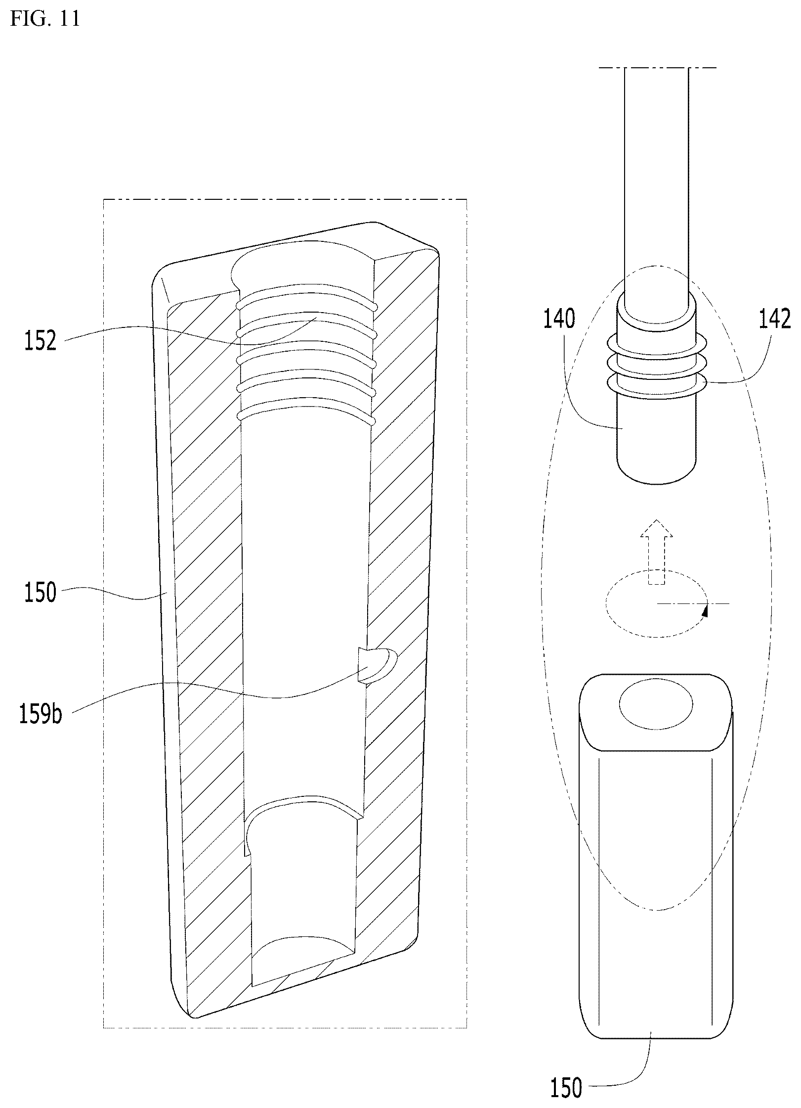 Patent US12342912 Figure 11 – Umbrella handle including portability-improving structure