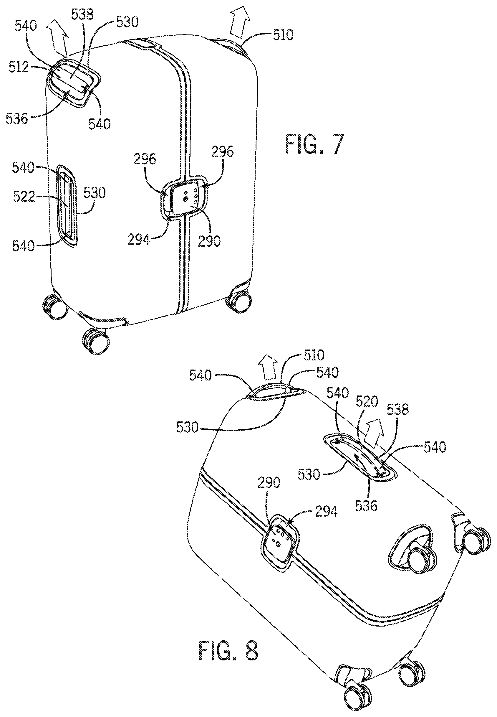 Patent US12342914 Figure 6 – Luggage article split along front and rear major faces