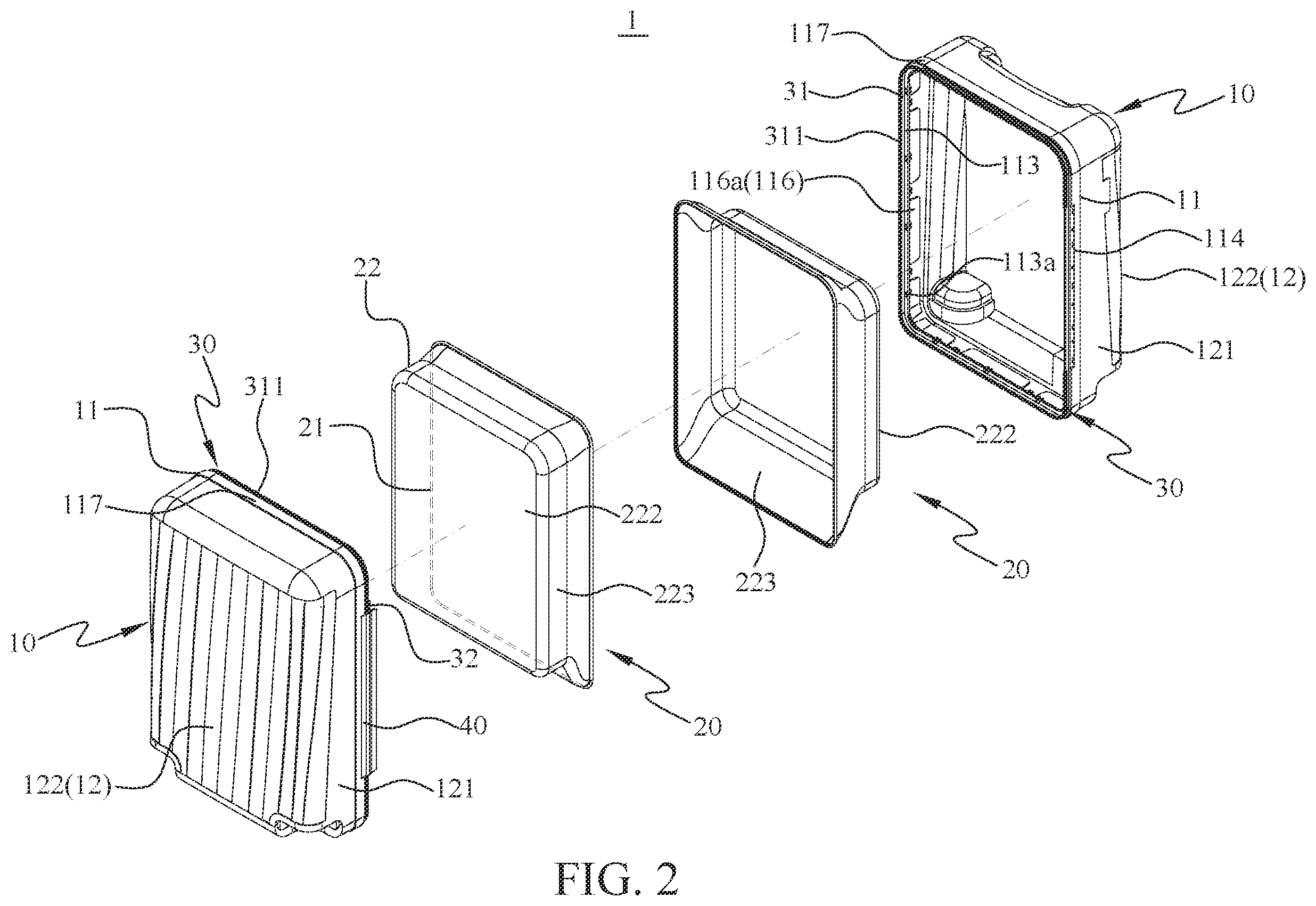 Patent US12342915 Figure 2 – Snap-fit suitcase