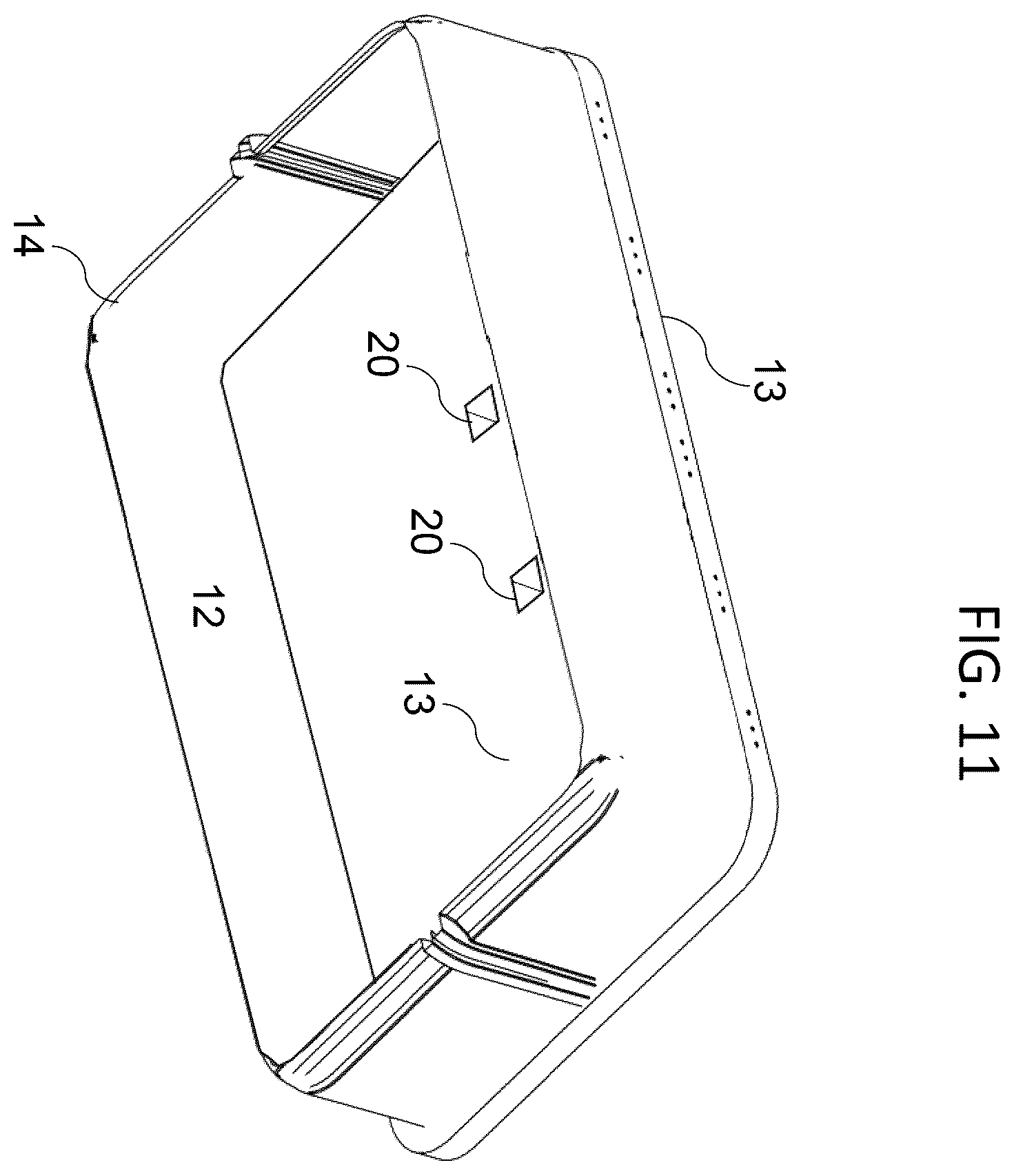 Patent US12342916 Figure 7 – Mechanical system for folding and unfolding suitcase wheels