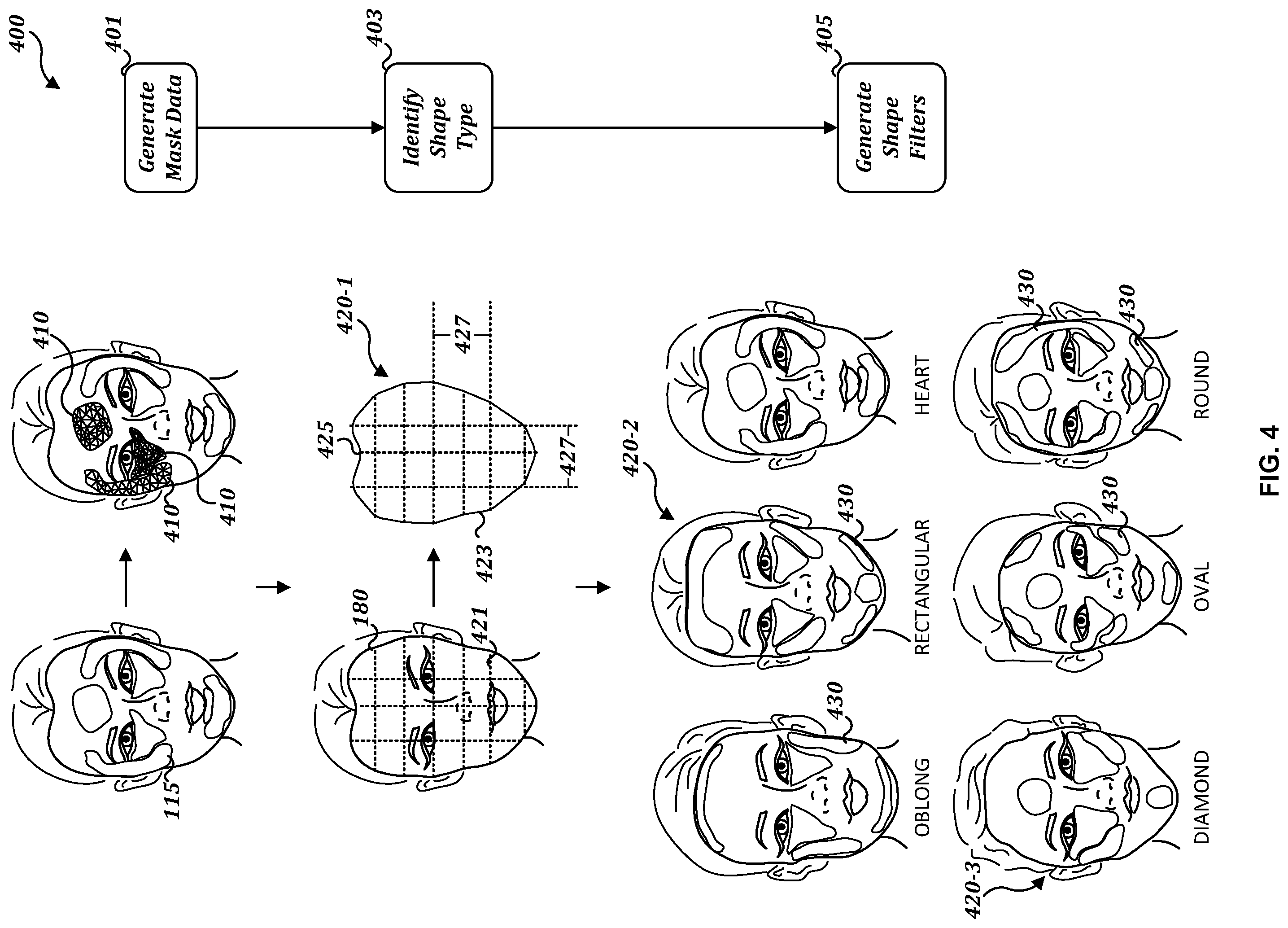 Patent US12342923 Figure 4 – Augmented reality cosmetic design filters