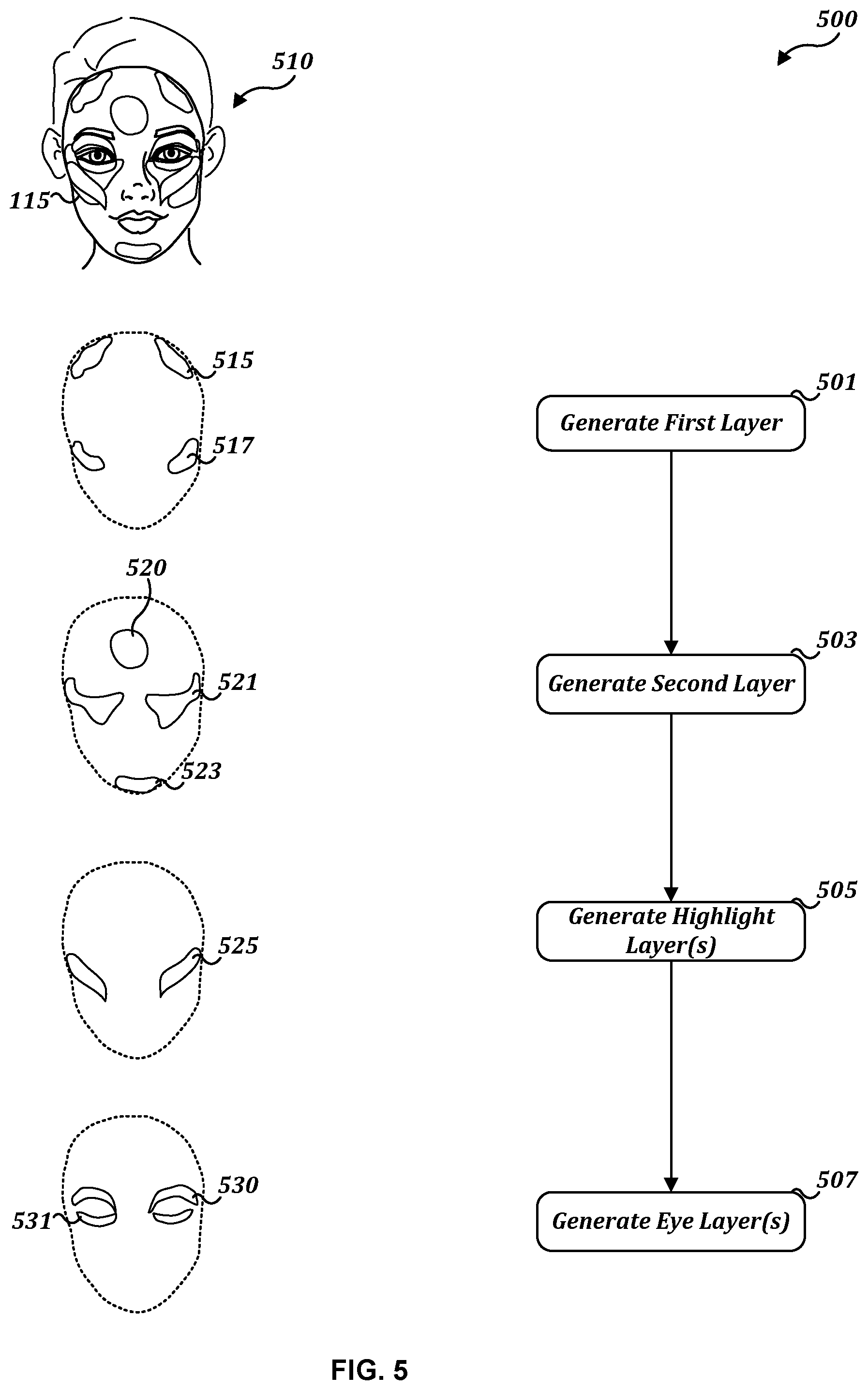 Patent US12342923 Figure 5 – Augmented reality cosmetic design filters